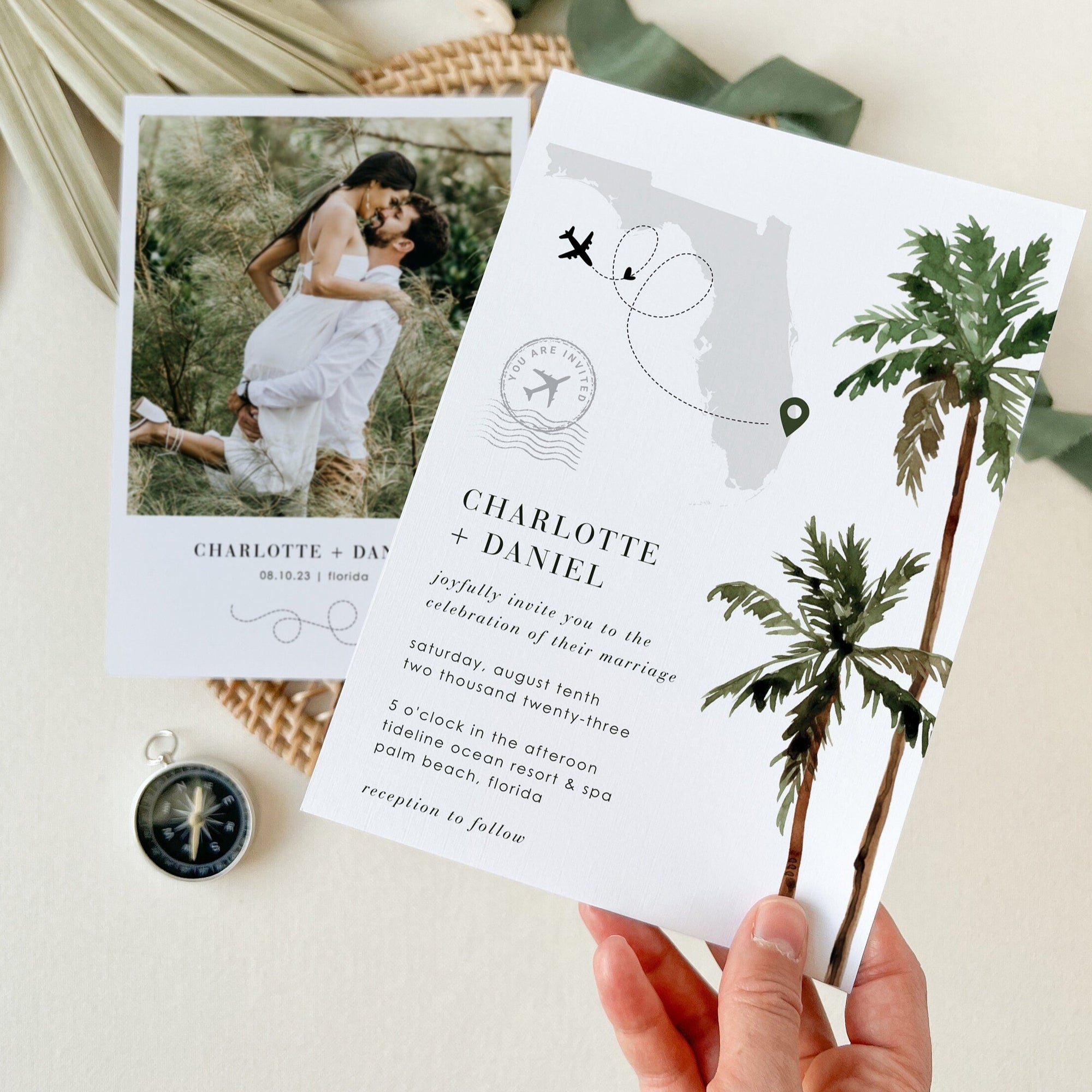 KONA Tropical Palm Tree Wedding Stationery Template Bundle