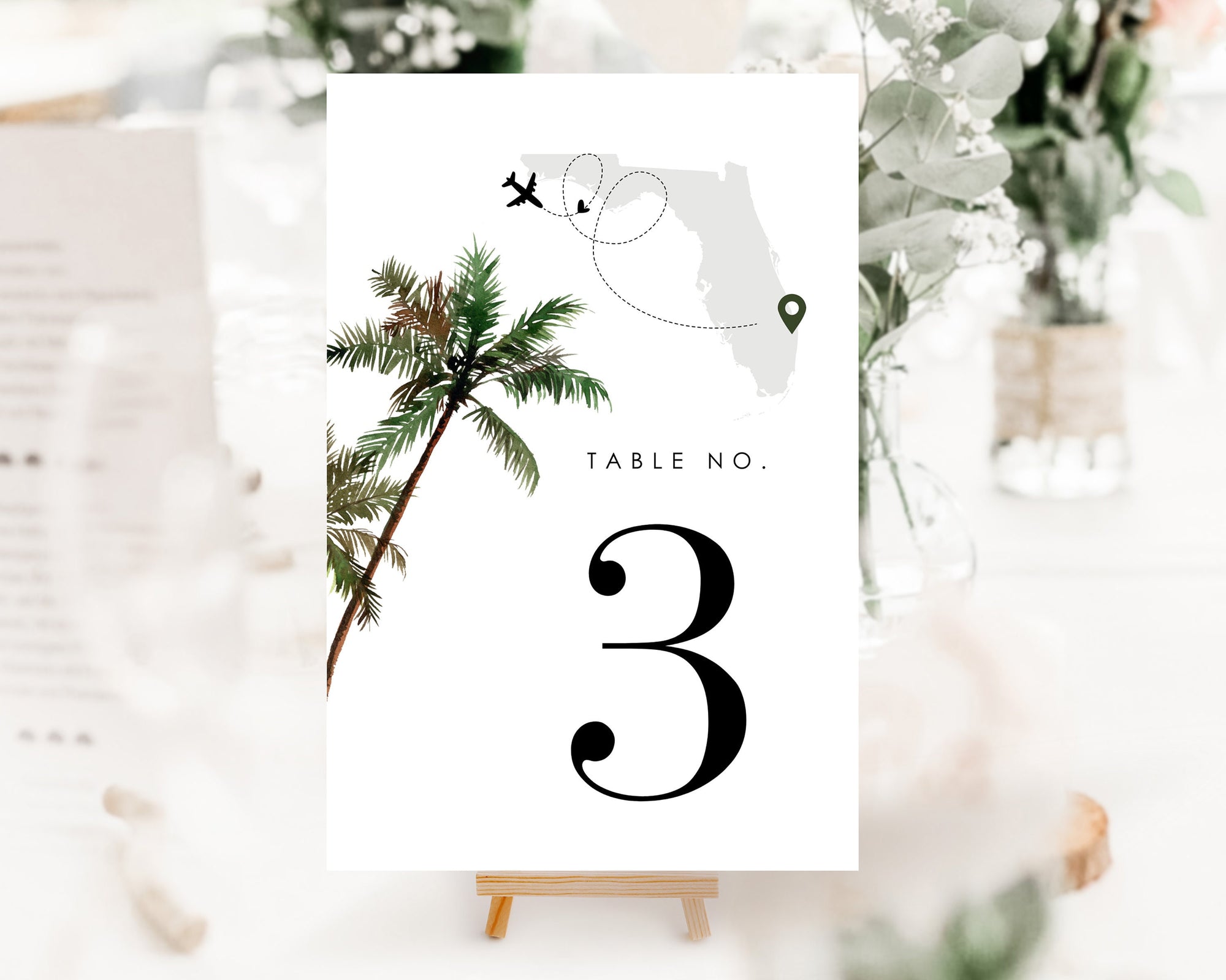 KONA Tropical Wedding Table Numbers Template