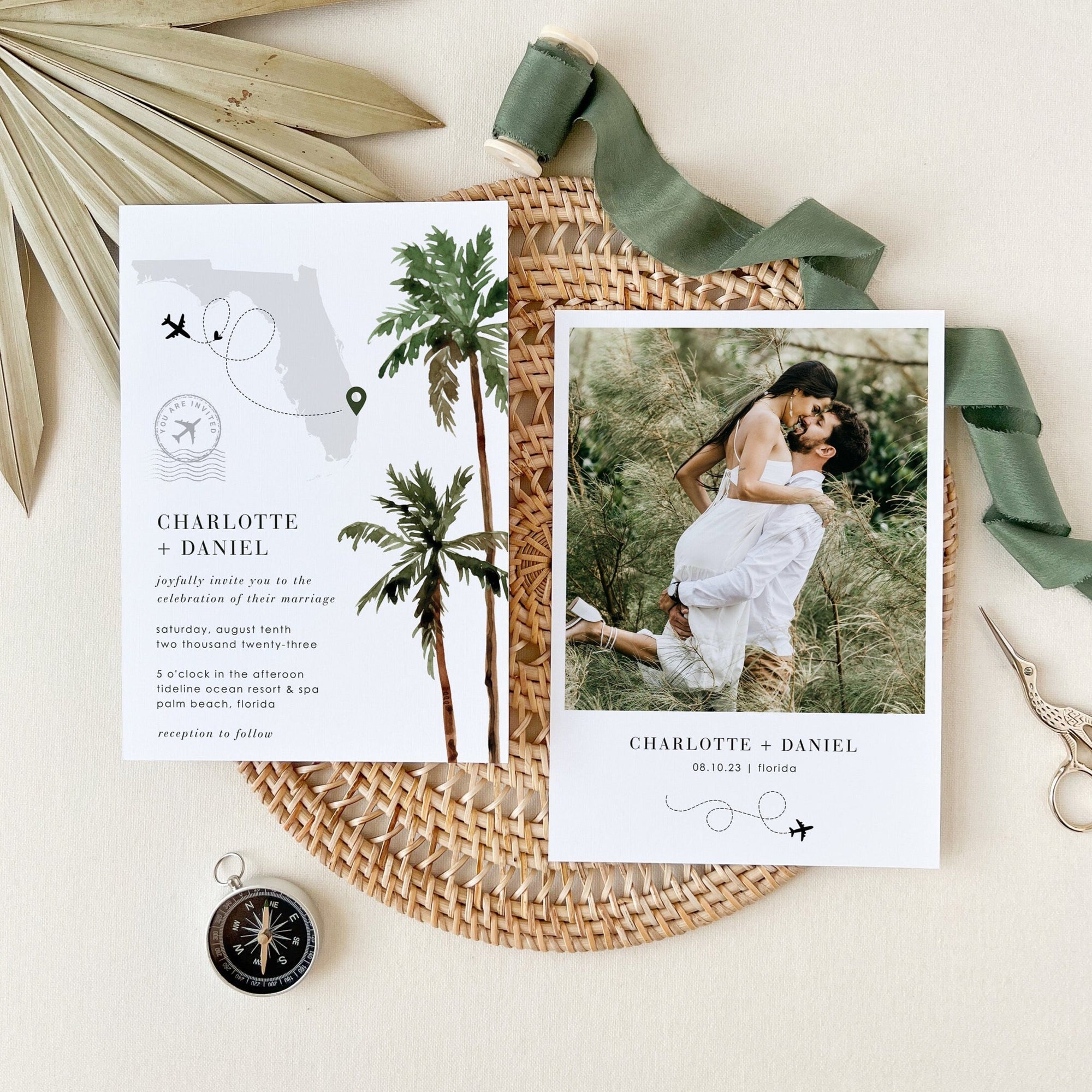 KONA Tropical Palm Tree Wedding Stationery Template Bundle