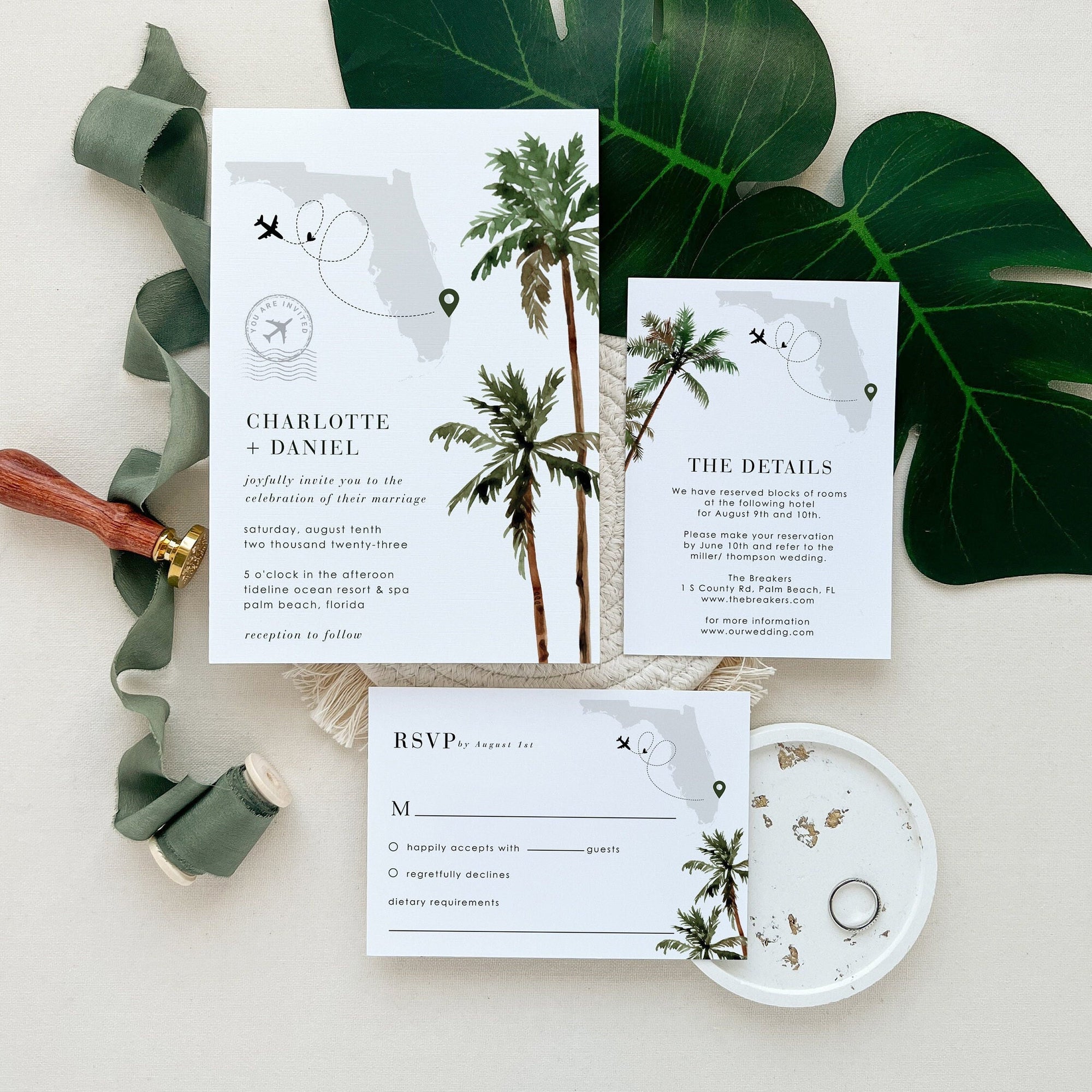 KONA Palm Tree Wedding Invitation Suite Template