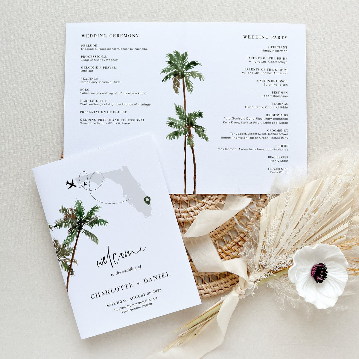 KONA Tropical Wedding Program Template – Creative Things Studio