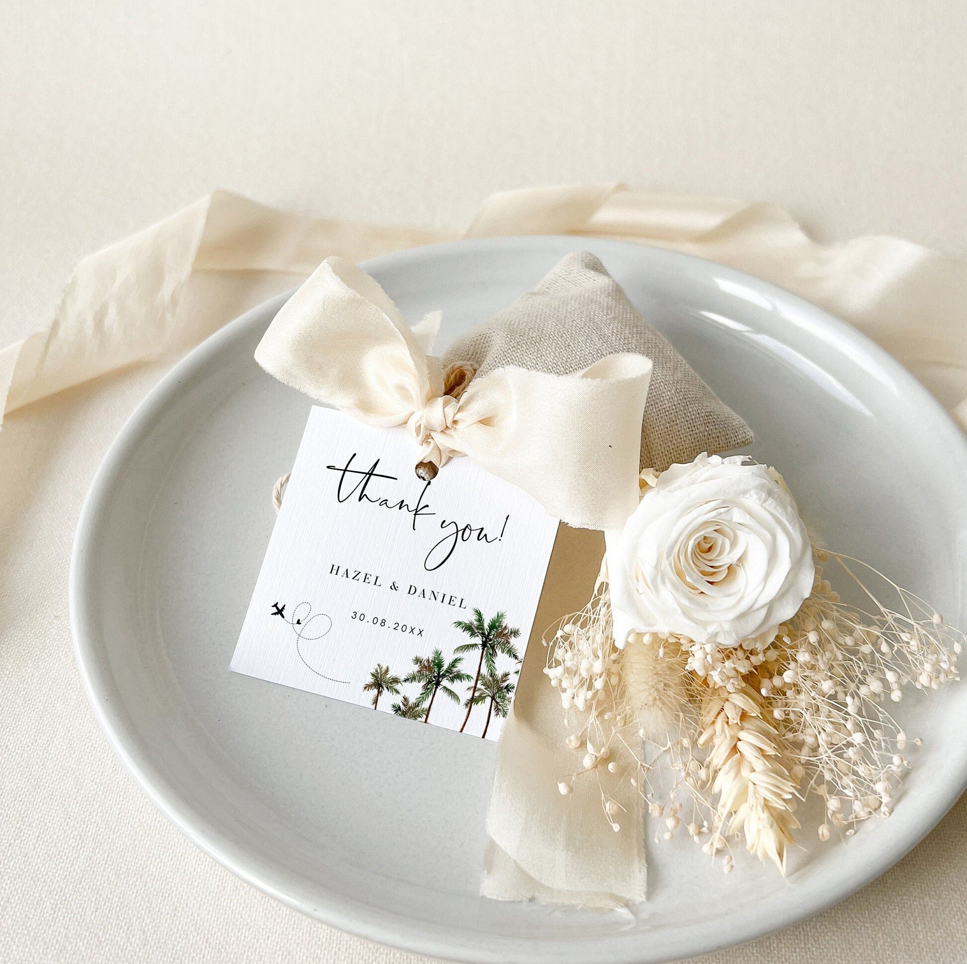 KONA Palm Tree Wedding Thank You Tags Printable