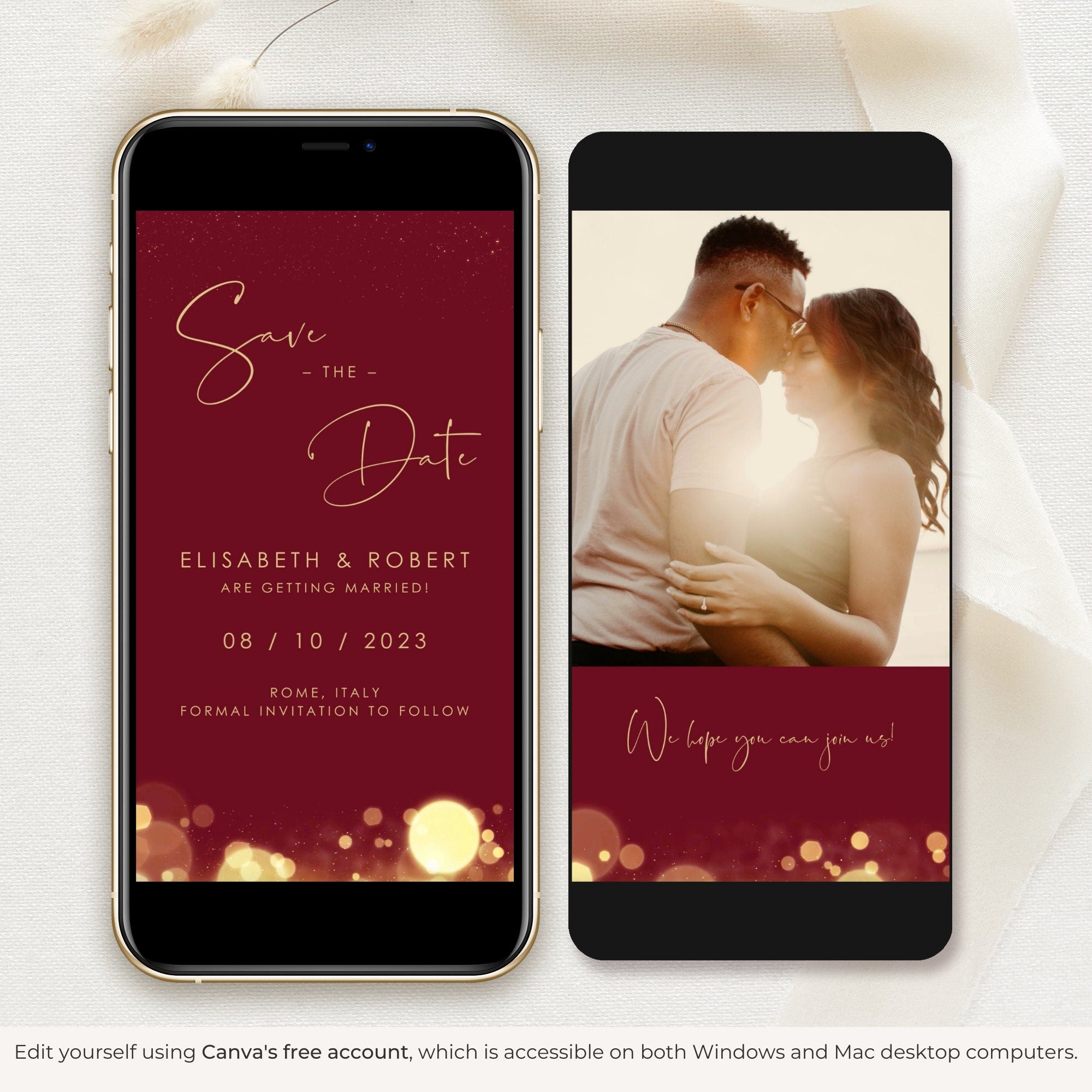 ANITA Save the Date Video Template - Burgundy