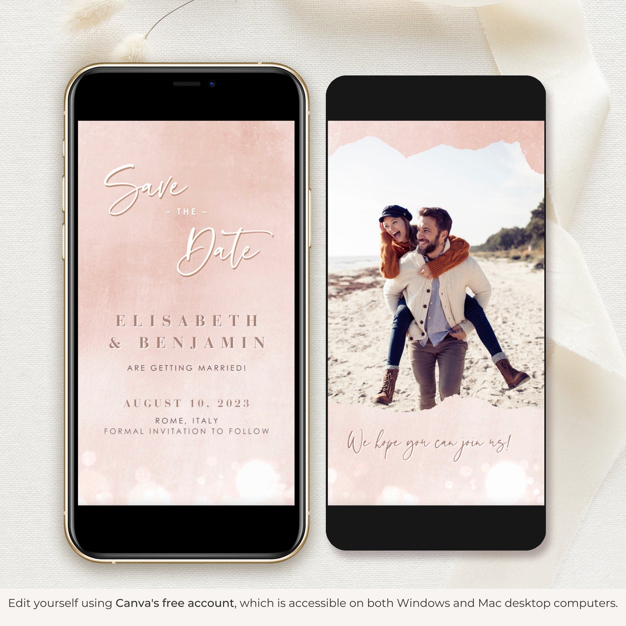 ANITA Save the Date Video Template - Rose Gold