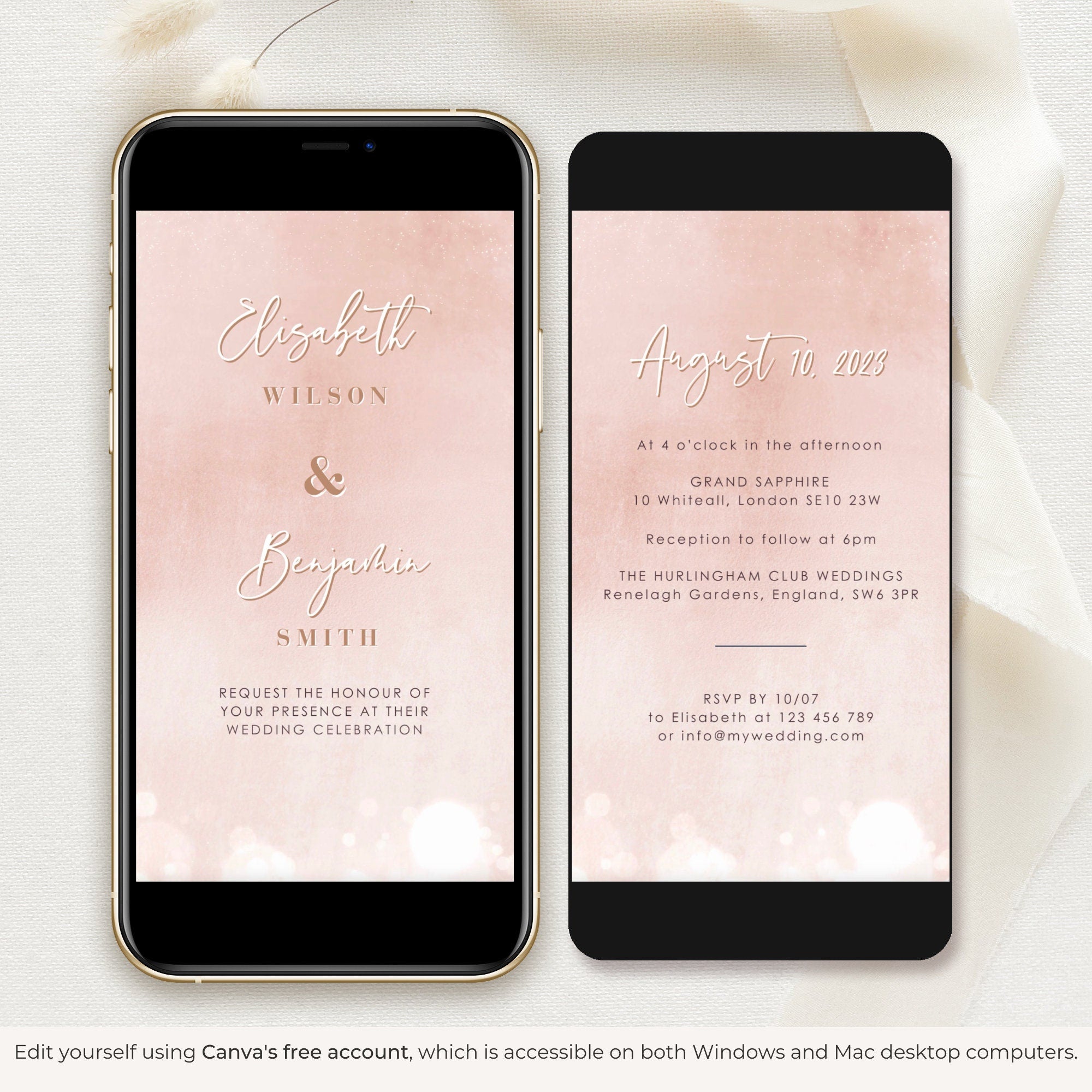 ANITA Wedding Invitation Video Template - Rose Gold