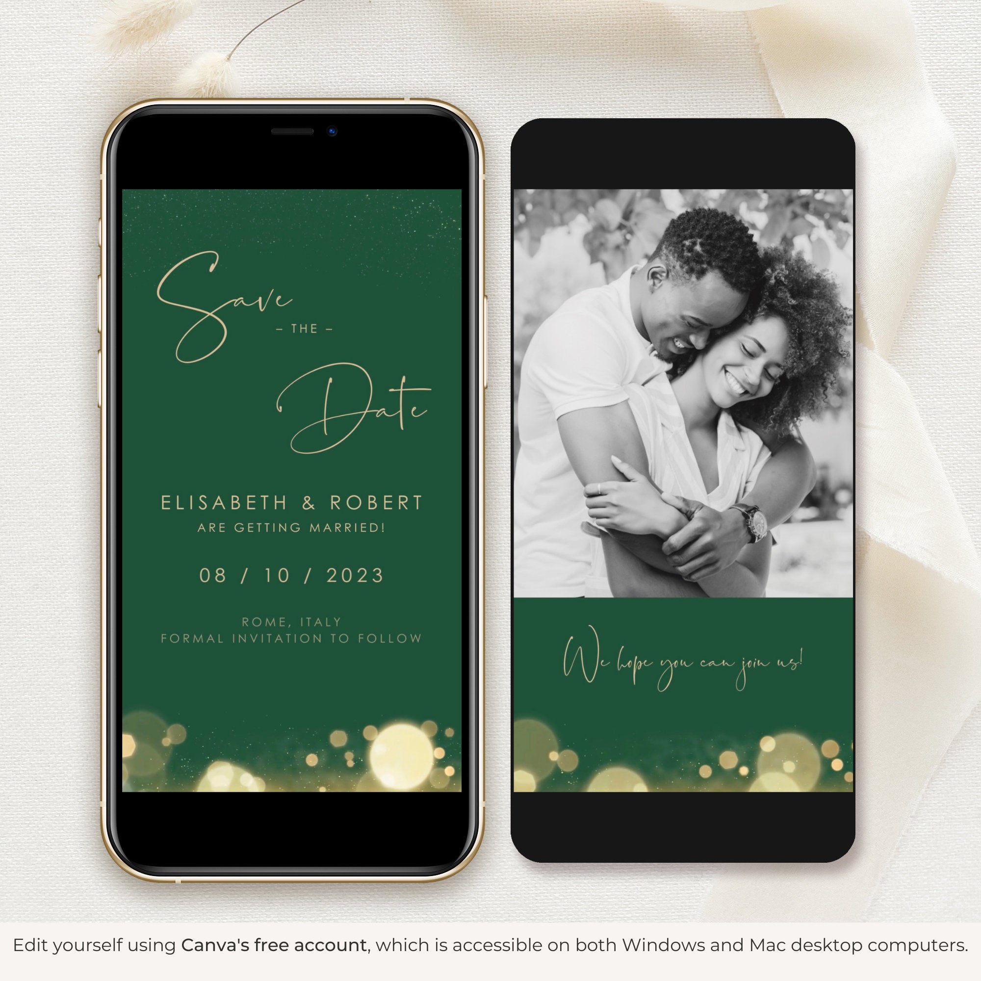 ANITA Save the Date Video Template - Emeral Green