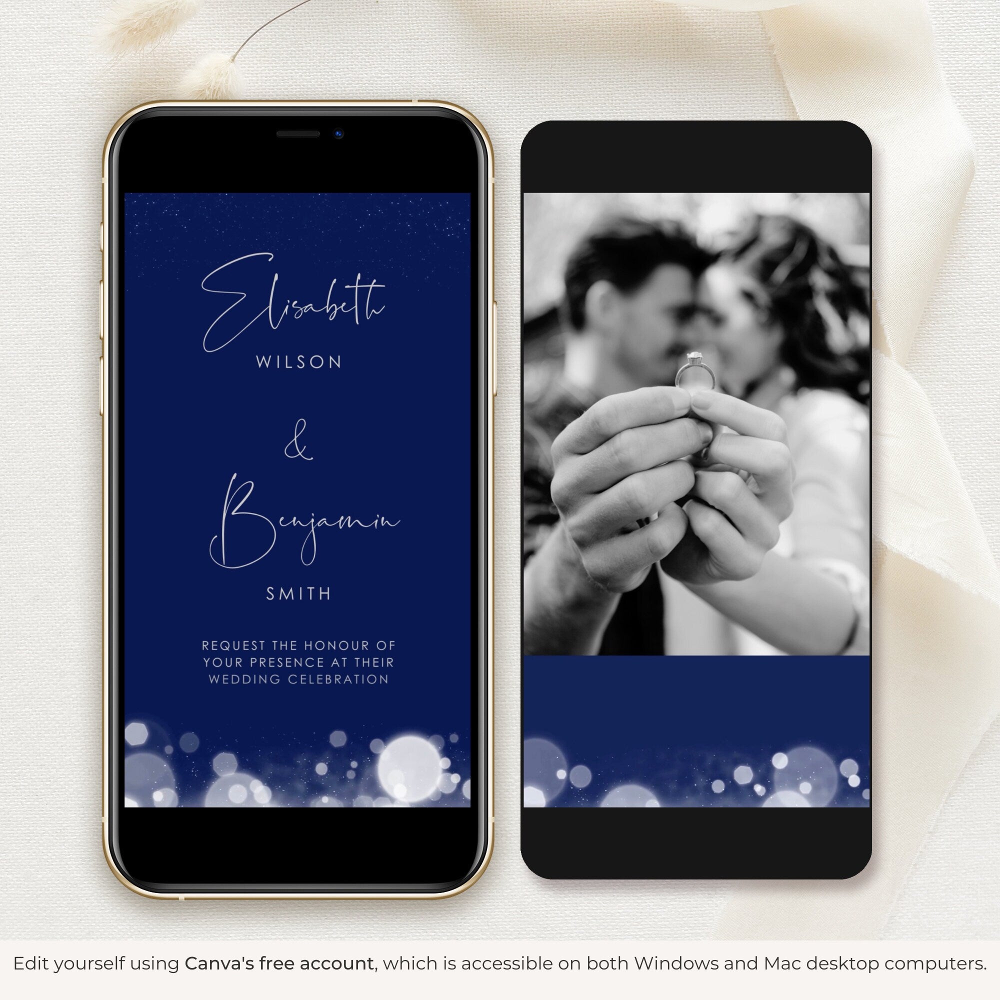 ANITA Wedding Invitation Video Template - Blue &amp; Silver