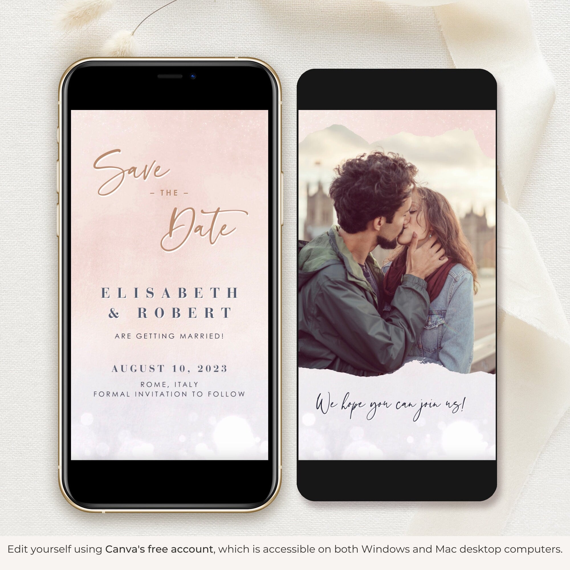 ANITA Save the Date Video Template - Blush &amp; Lilac