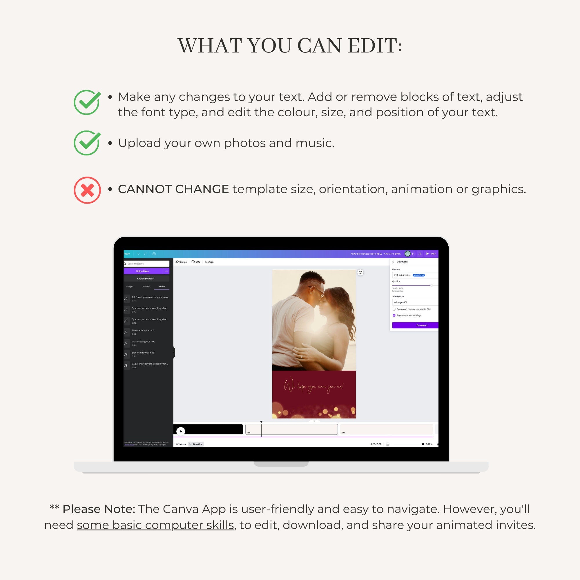 ANITA Save the Date Video Template - Burgundy