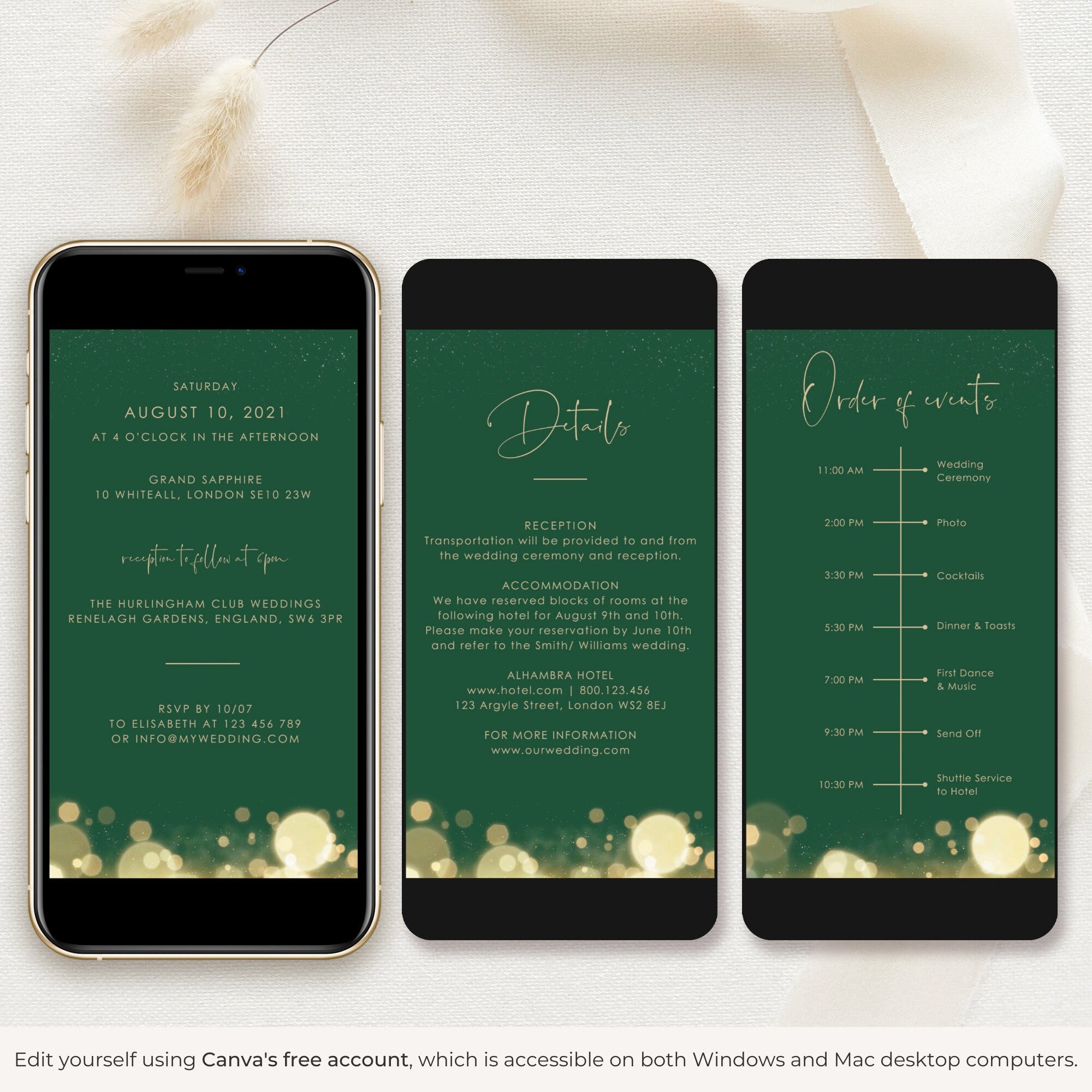 ANITA Wedding Invitation Video Template - Emerald Green