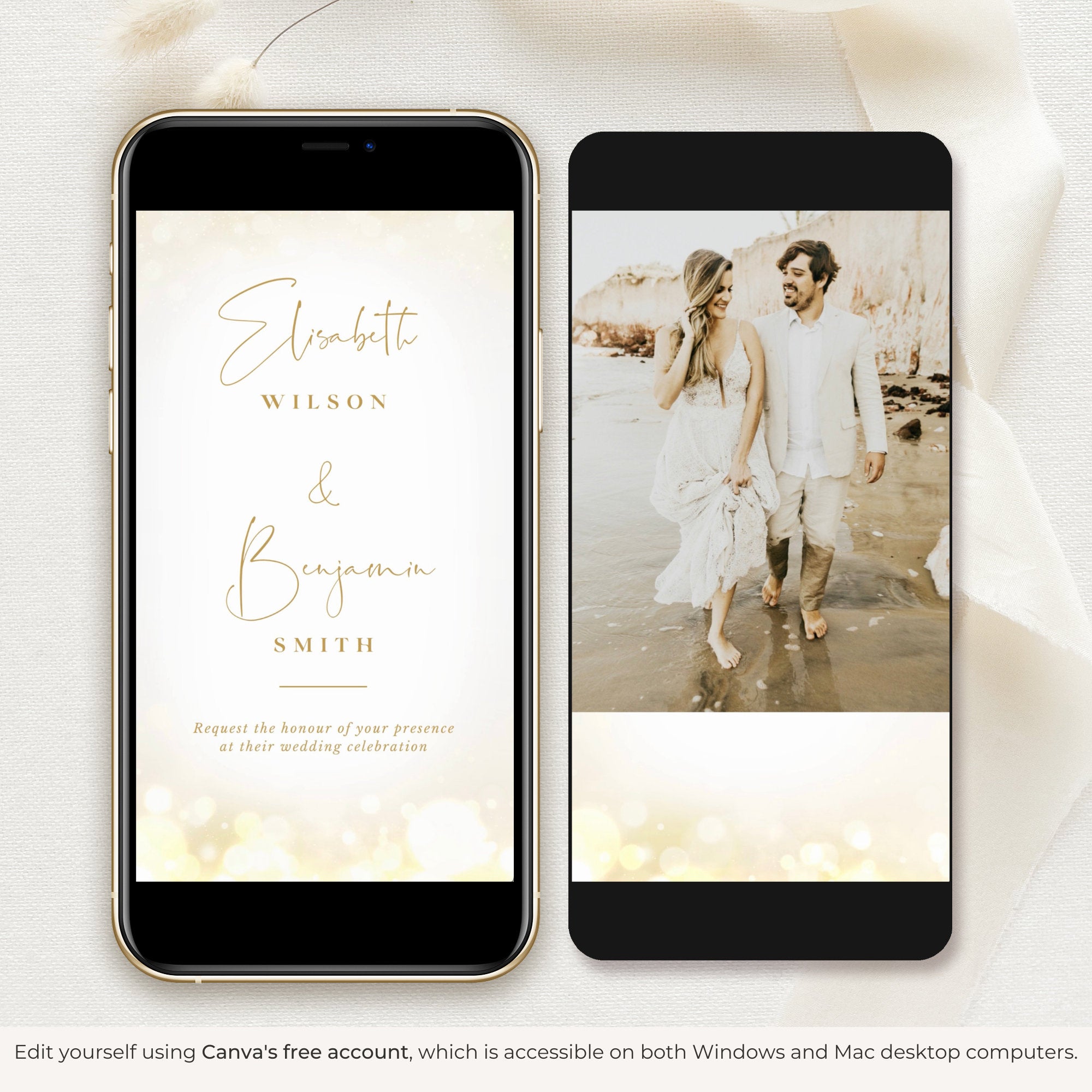 ANITA Wedding Invitation Video Template - White &amp; Gold
