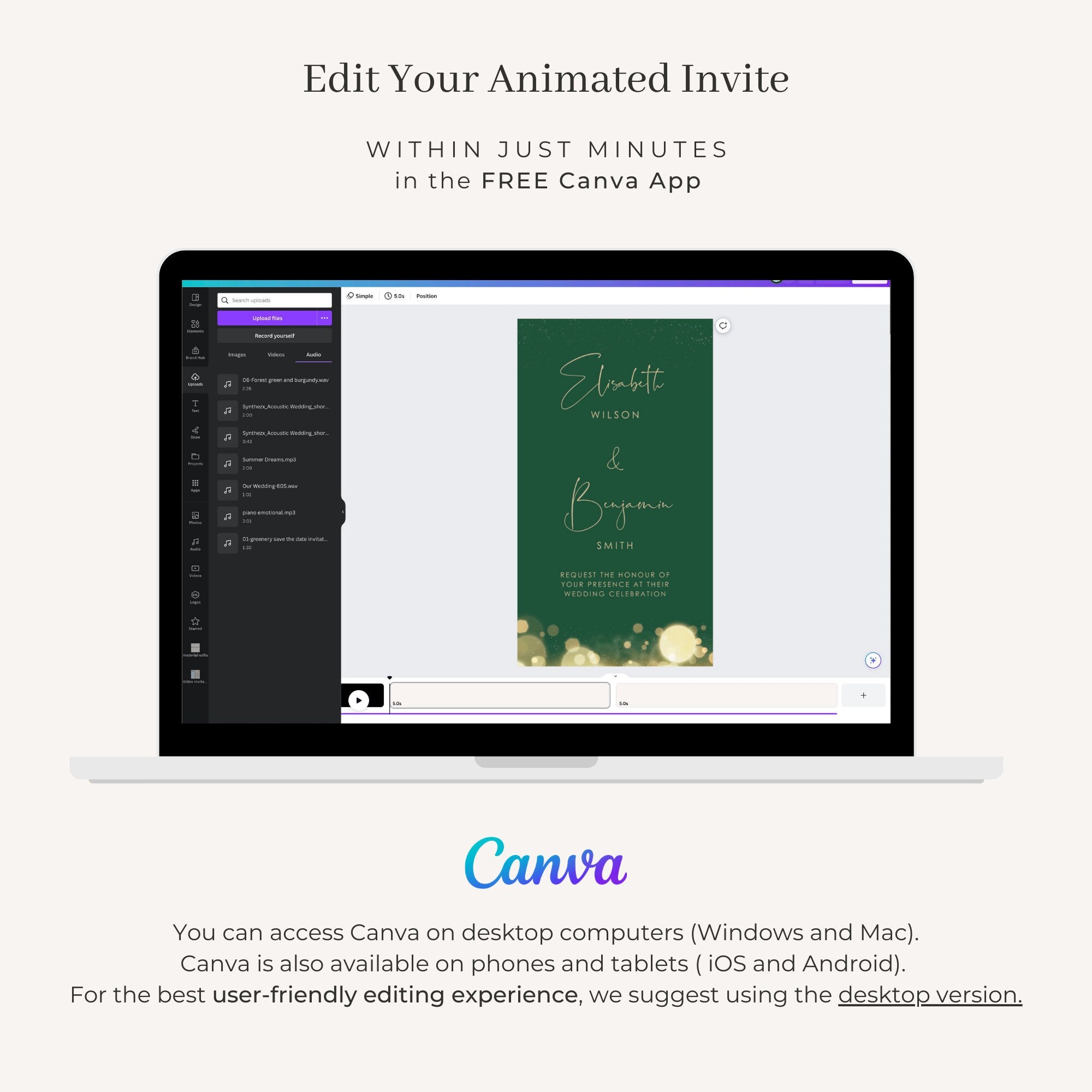 ANITA Wedding Invitation Video Template - Emerald Green