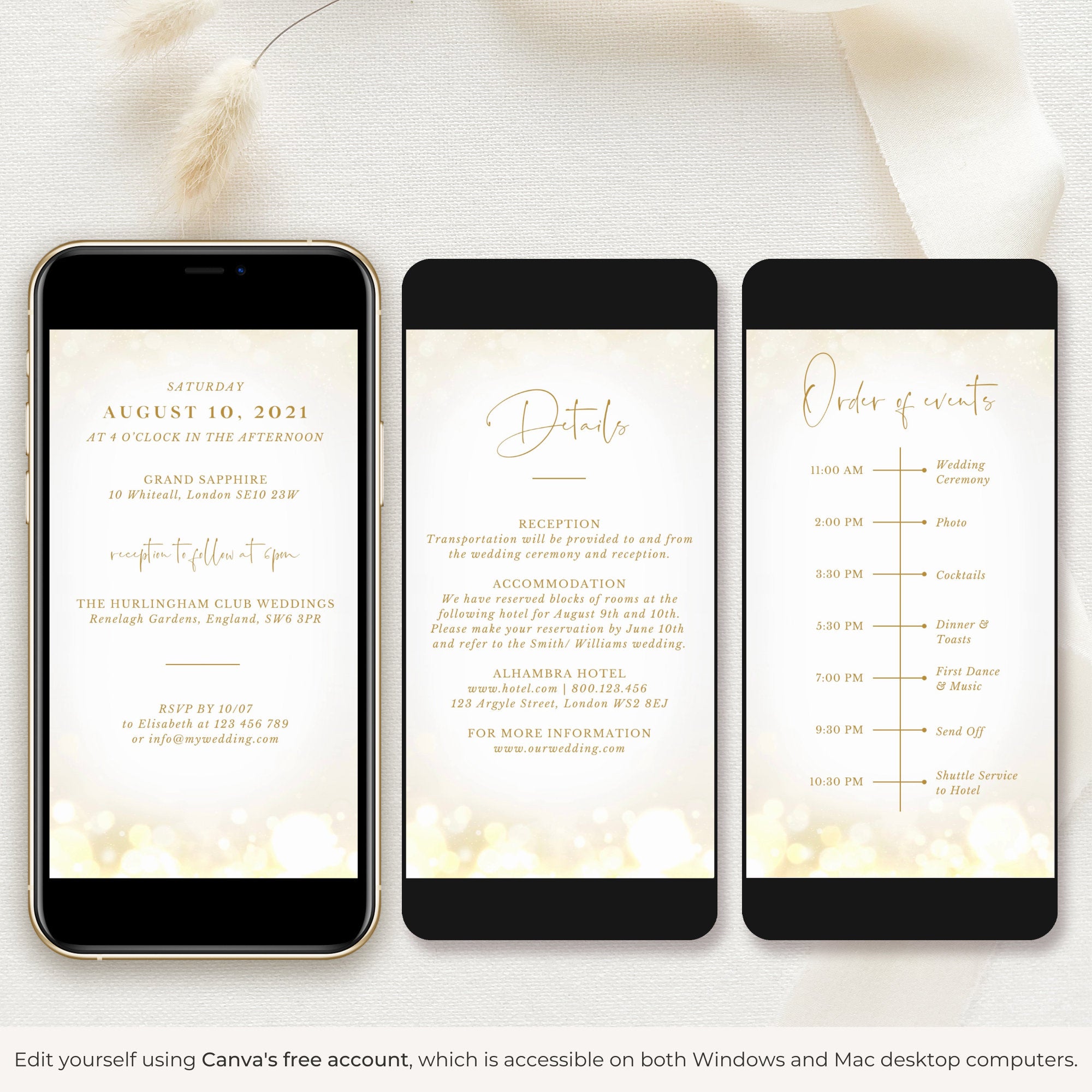 ANITA Wedding Invitation Video Template - White &amp; Gold