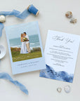 YLENIA Ocean Wedding Thank You Card with Photo