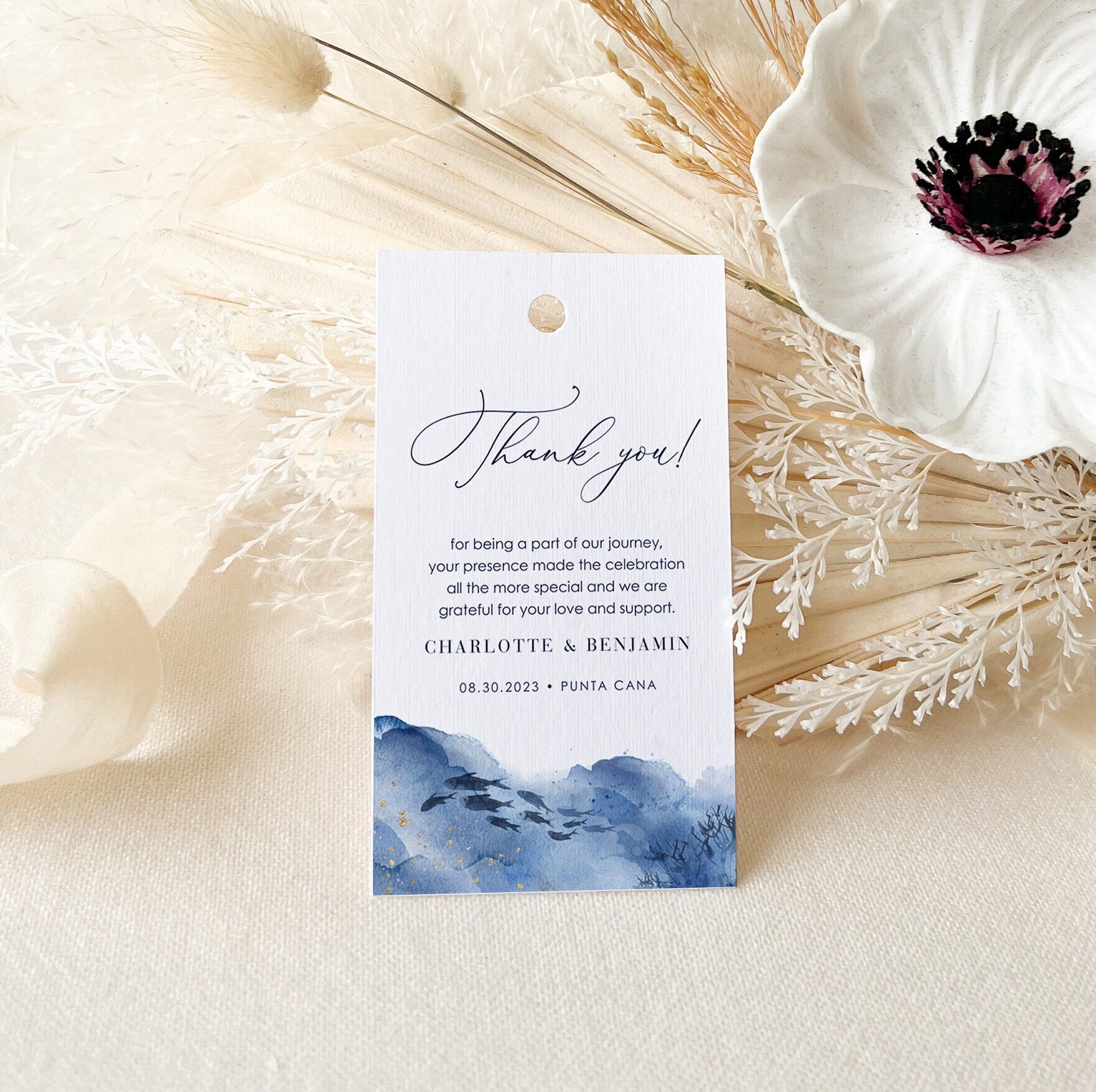 YLENIA Ocean Thank You Tag Printable