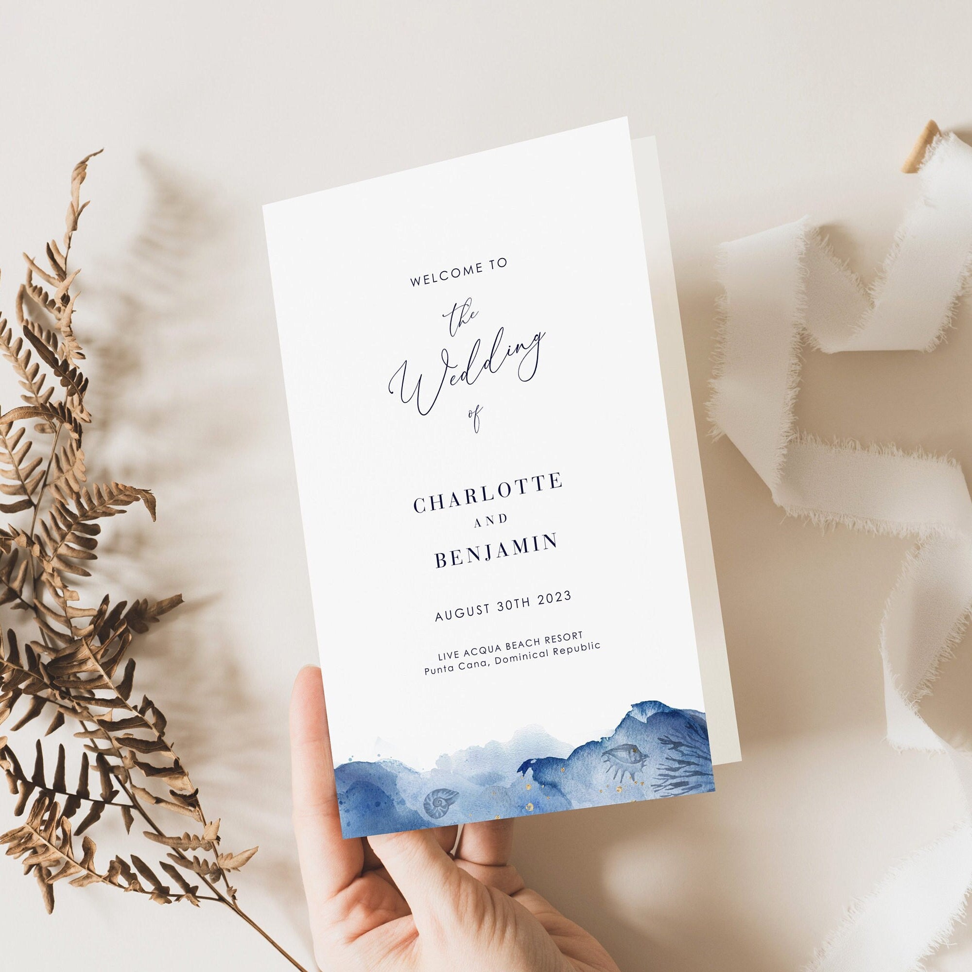 YLENIA Ocean Wedding Program Template