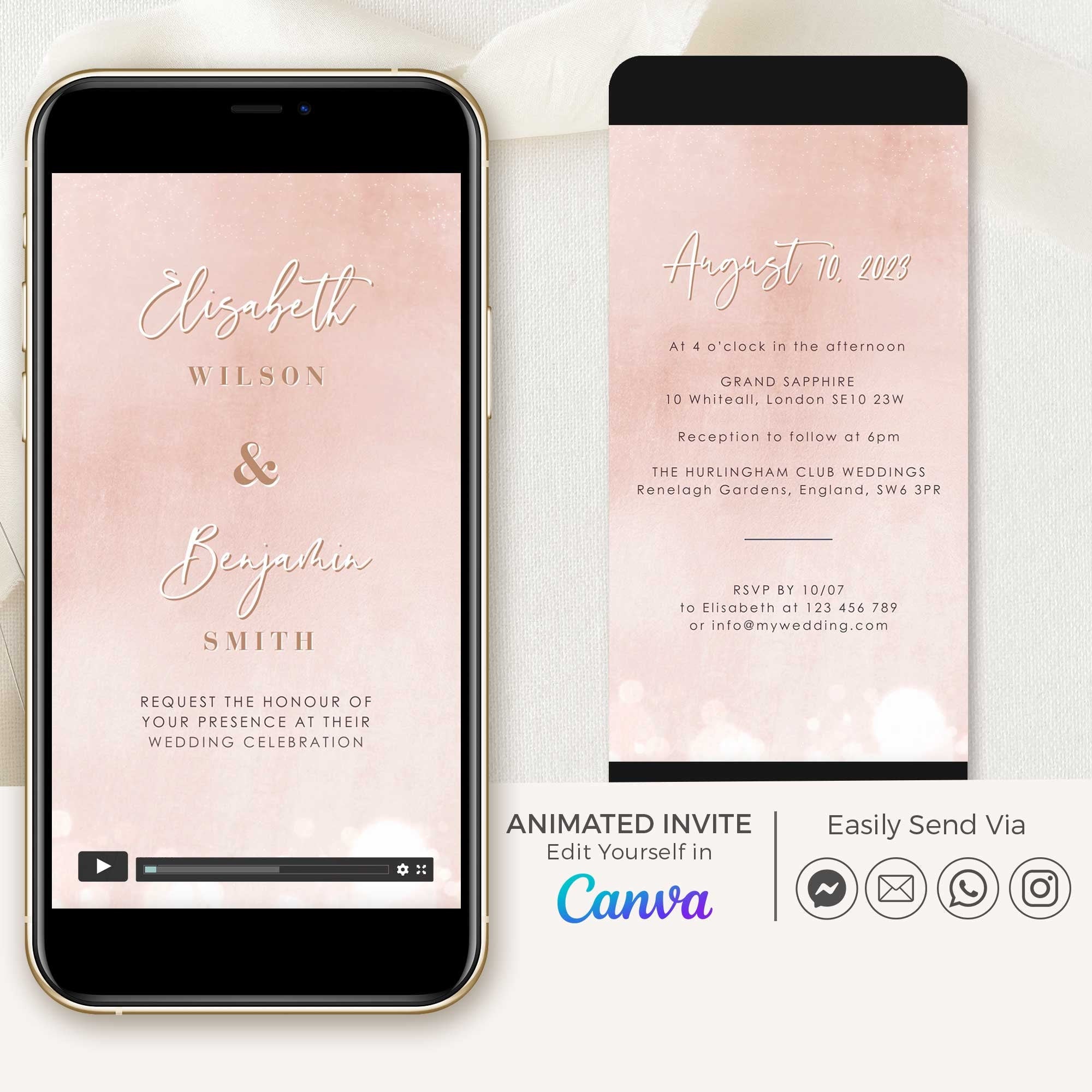 ANITA Wedding Invitation Video Template - Rose Gold