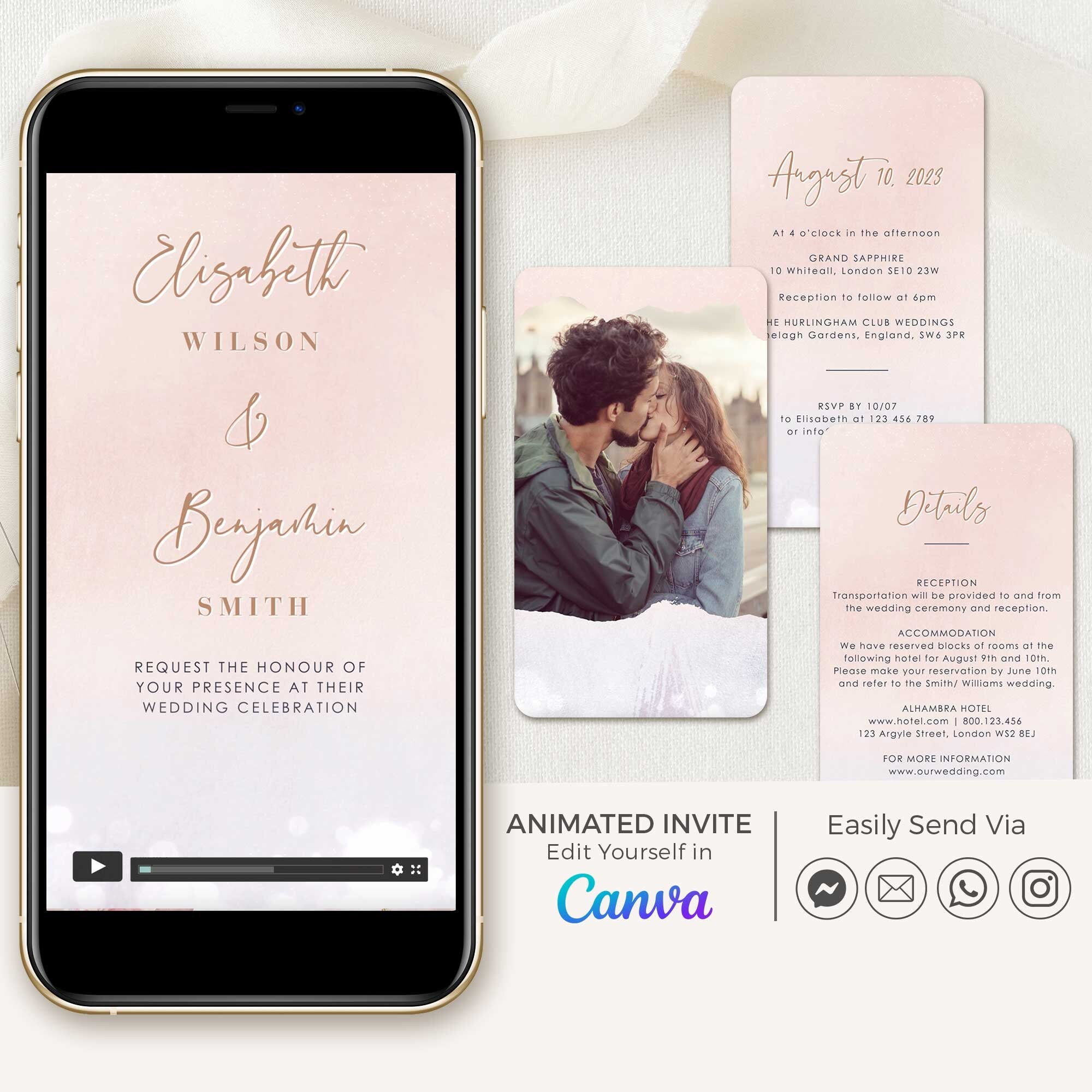 ANITA Wedding Invitation Video Template - Blush & Lilac