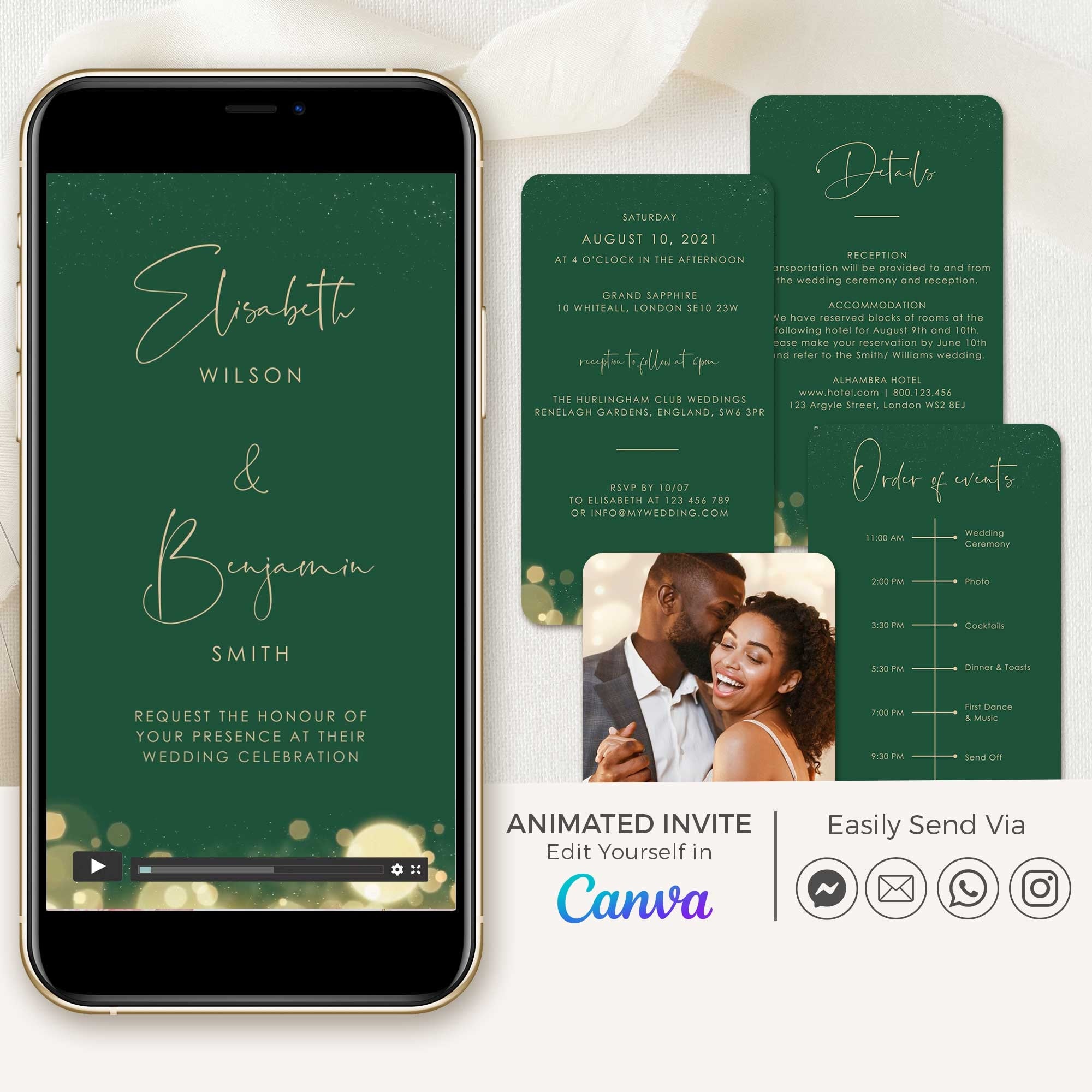 ANITA Wedding Invitation Video Template - Emerald Green