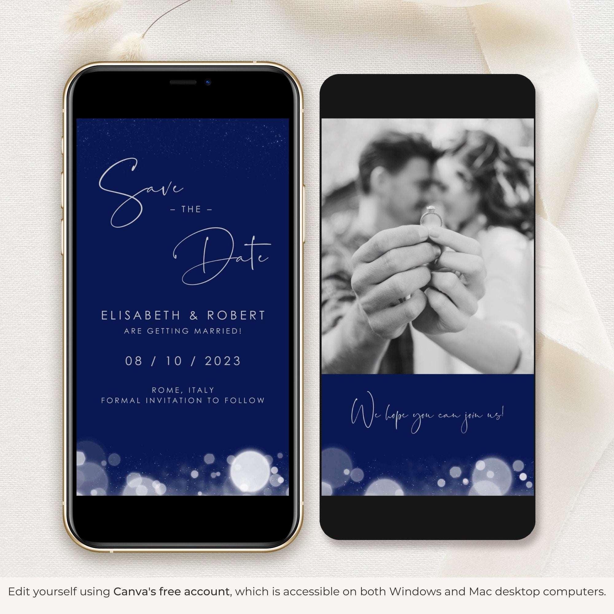 ANITA Save the Date Video Template - Blue &amp; Silver