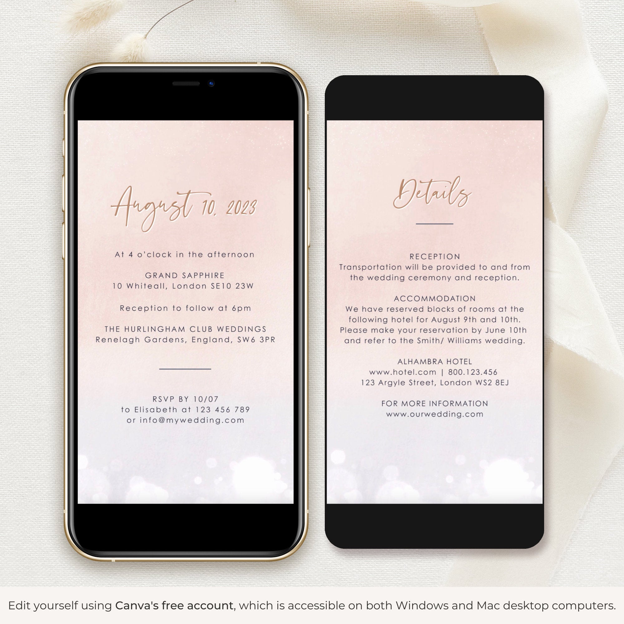 ANITA Wedding Invitation Video Template - Blush &amp; Lilac