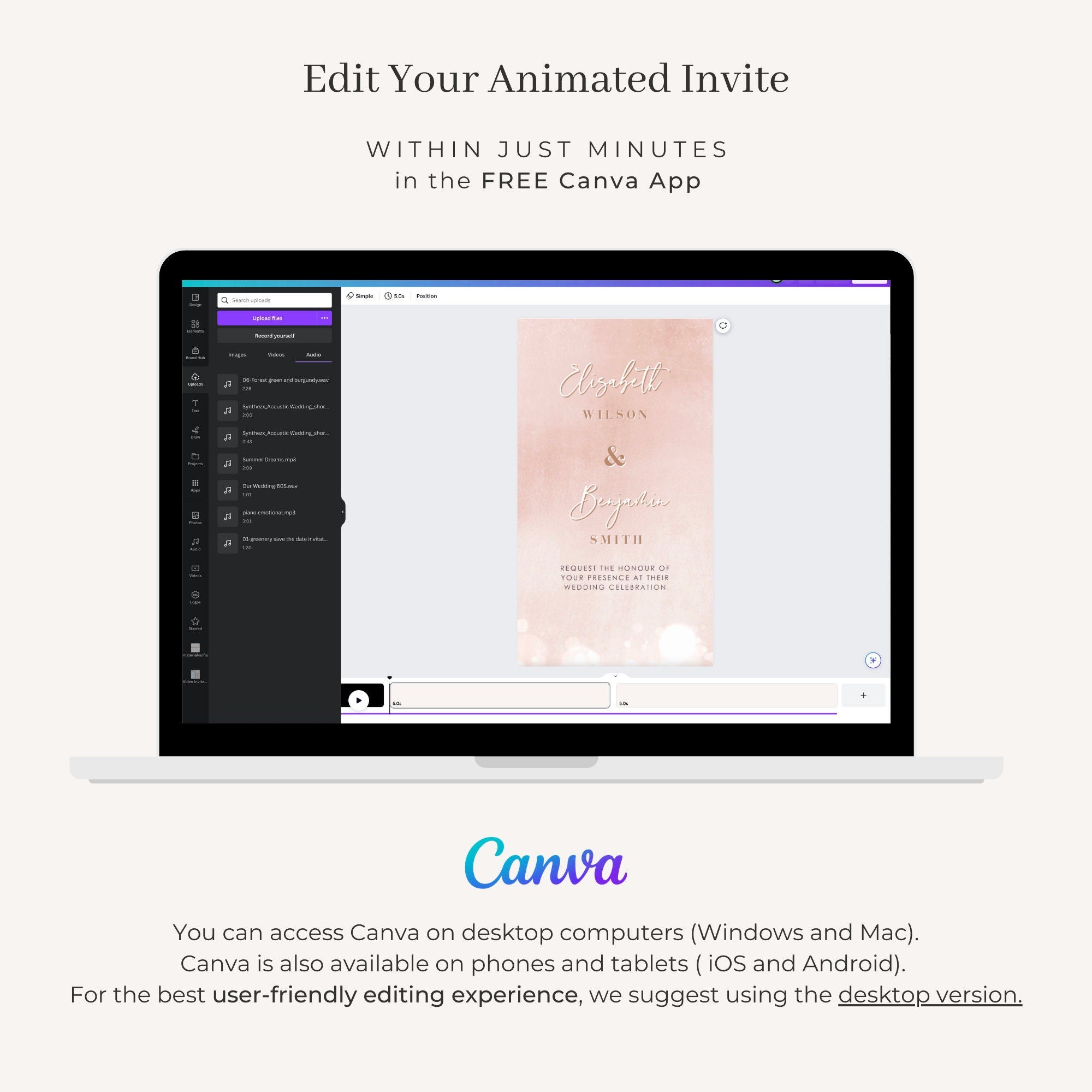ANITA Wedding Invitation Video Template - Rose Gold