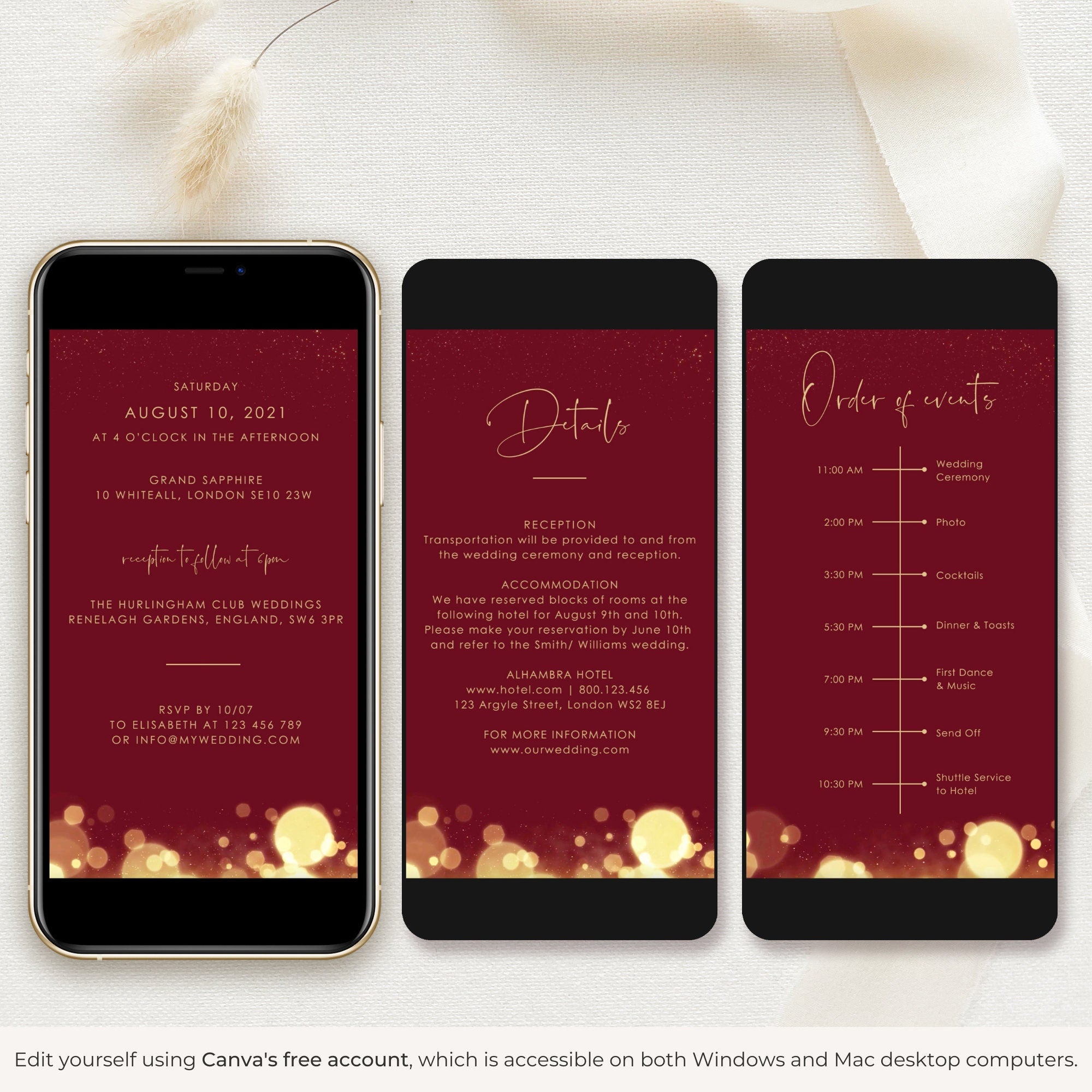 ANITA Wedding Invitation Video Template - Burgundy
