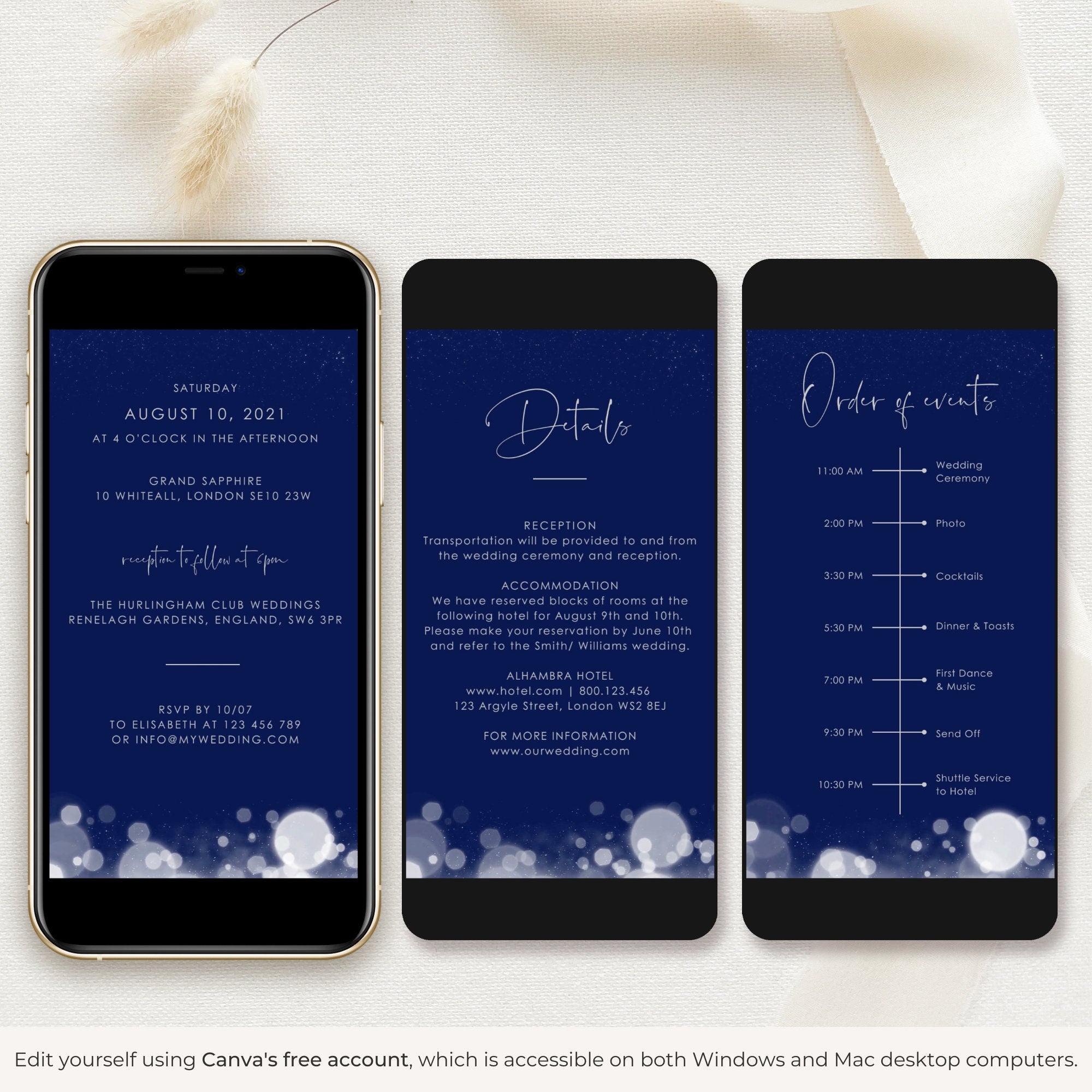 ANITA Wedding Invitation Video Template - Blue &amp; Silver