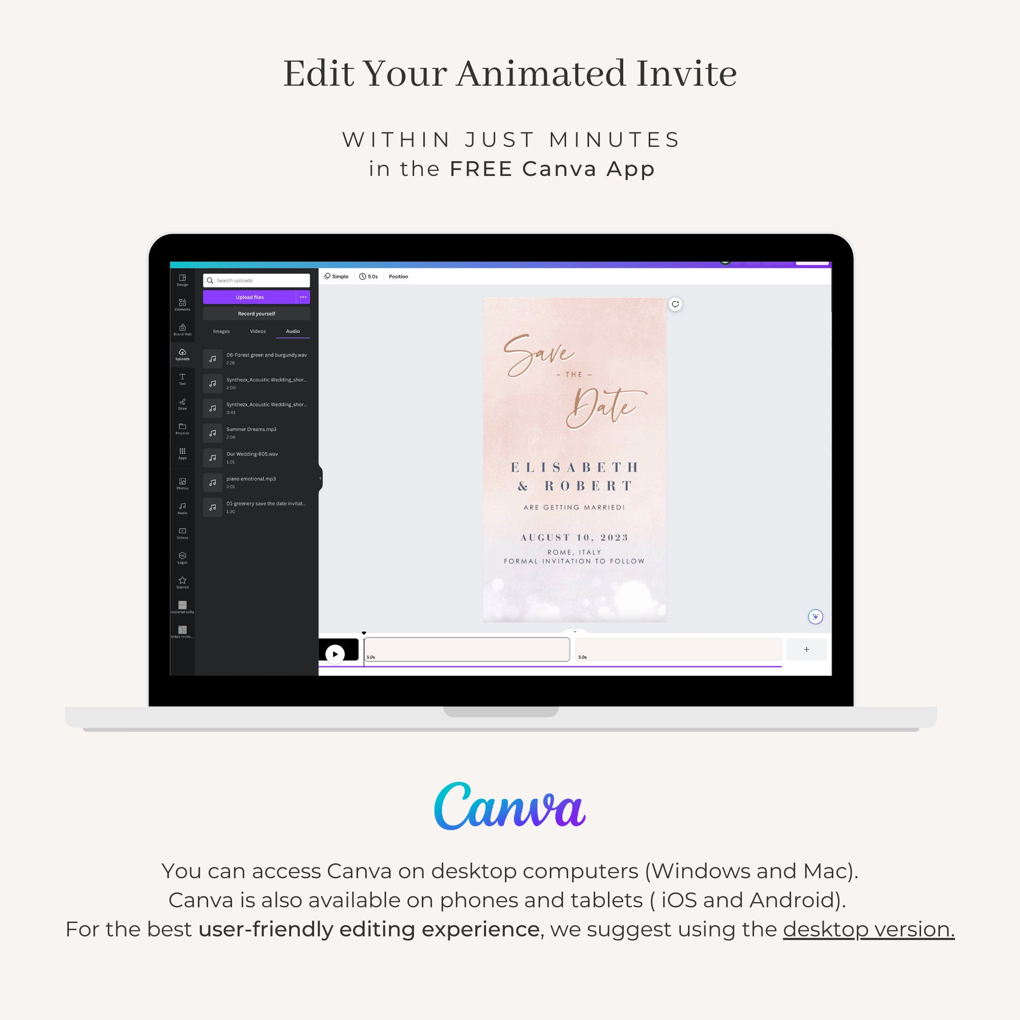 ANITA Save the Date Video Template - Blush &amp; Lilac