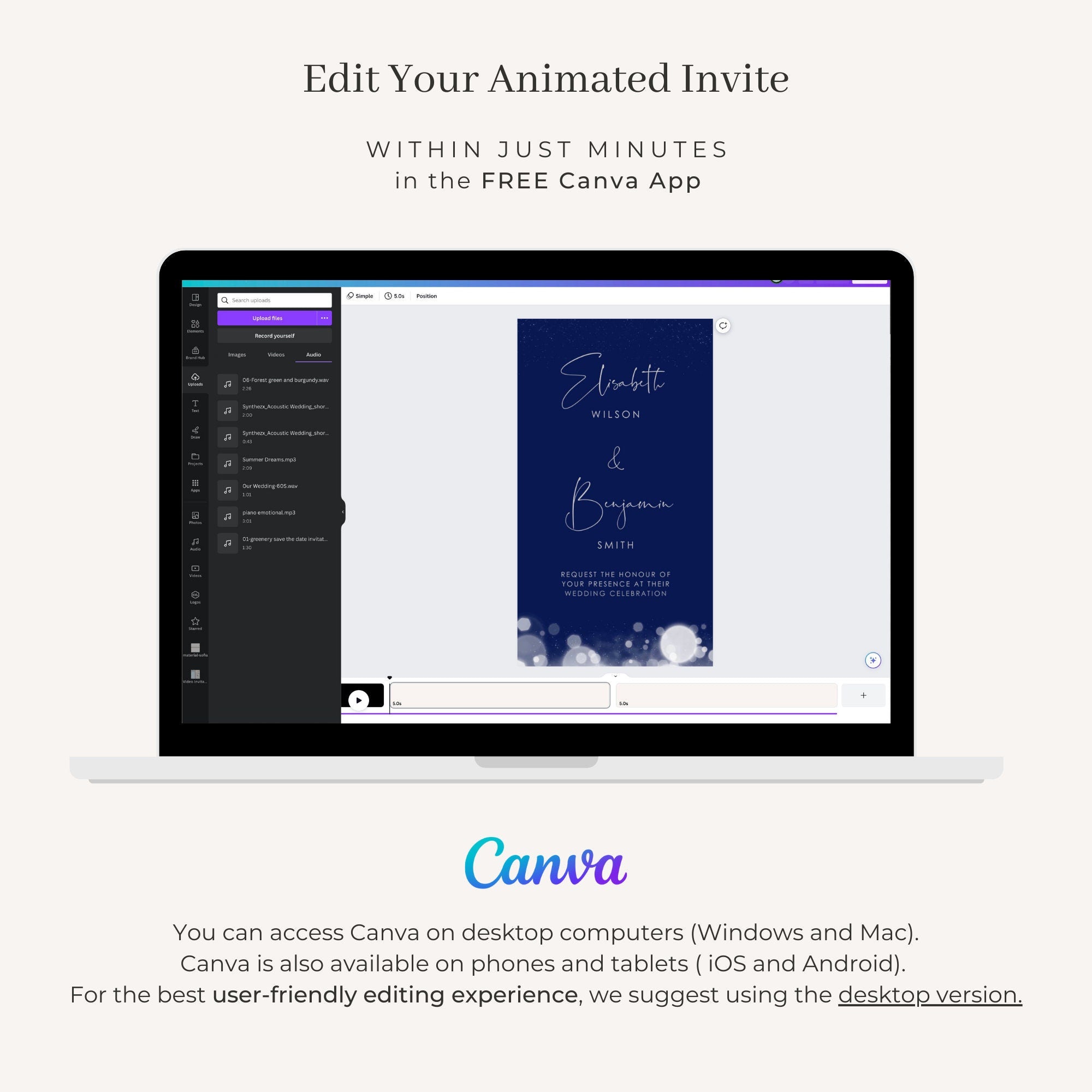 ANITA Wedding Invitation Video Template - Blue &amp; Silver