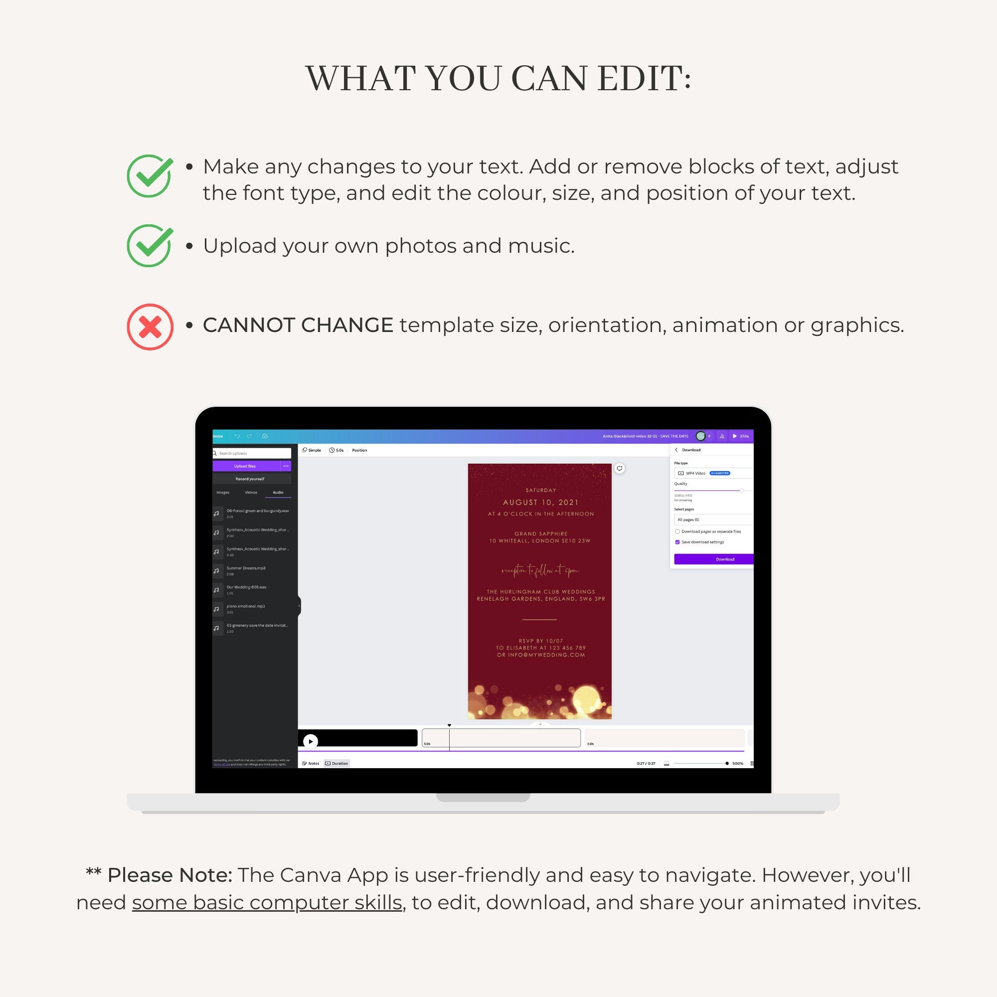 ANITA Wedding Invitation Video Template - Burgundy