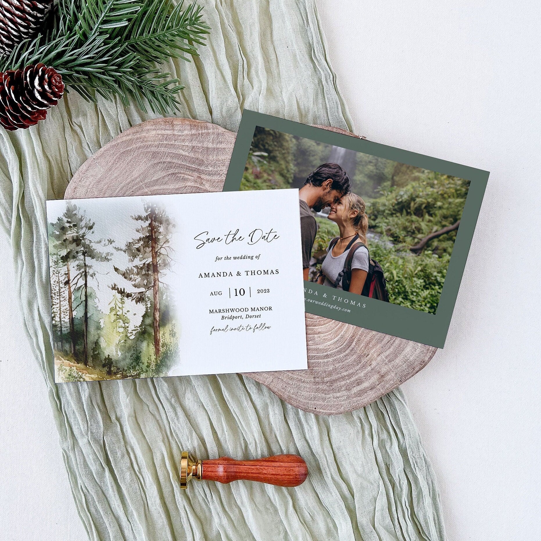 Gaia Postcard Save the Date Woodland