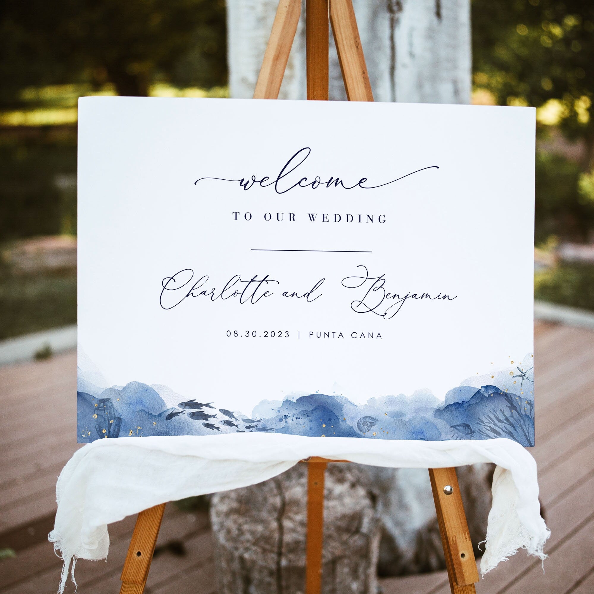 YLENIA Ocean Wedding Welcome Sign Template