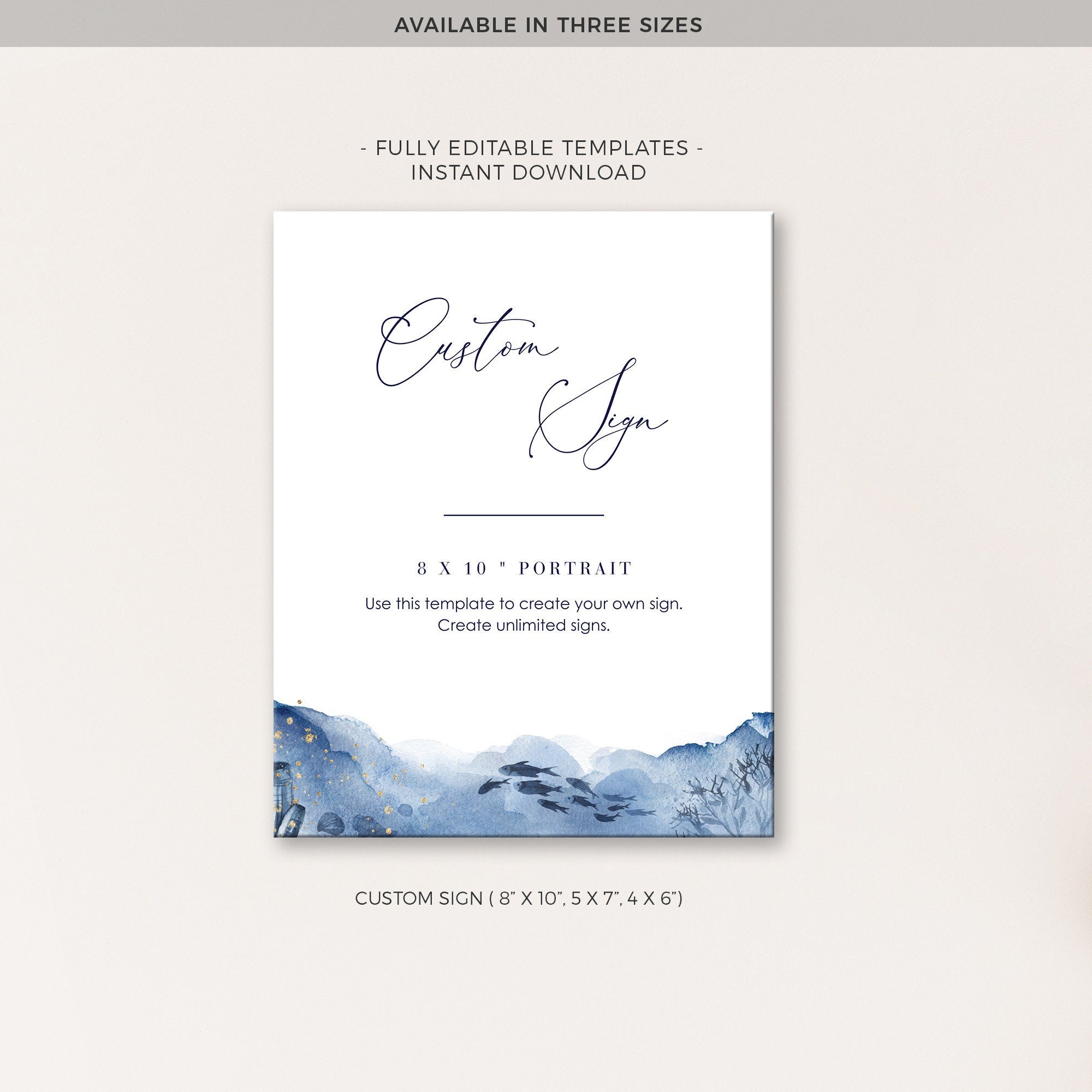 YLENIA Ocean Wedding Small Sign Printable