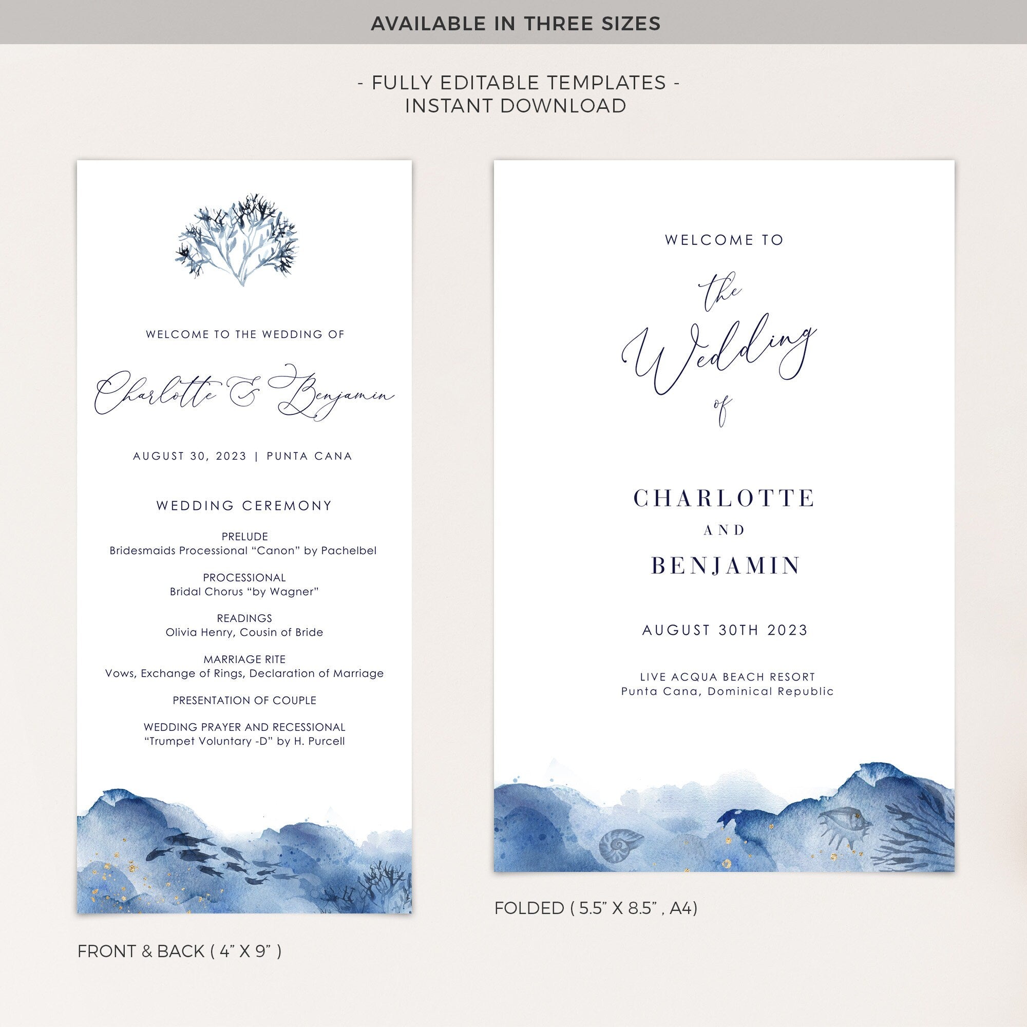 YLENIA Ocean Wedding Program Template