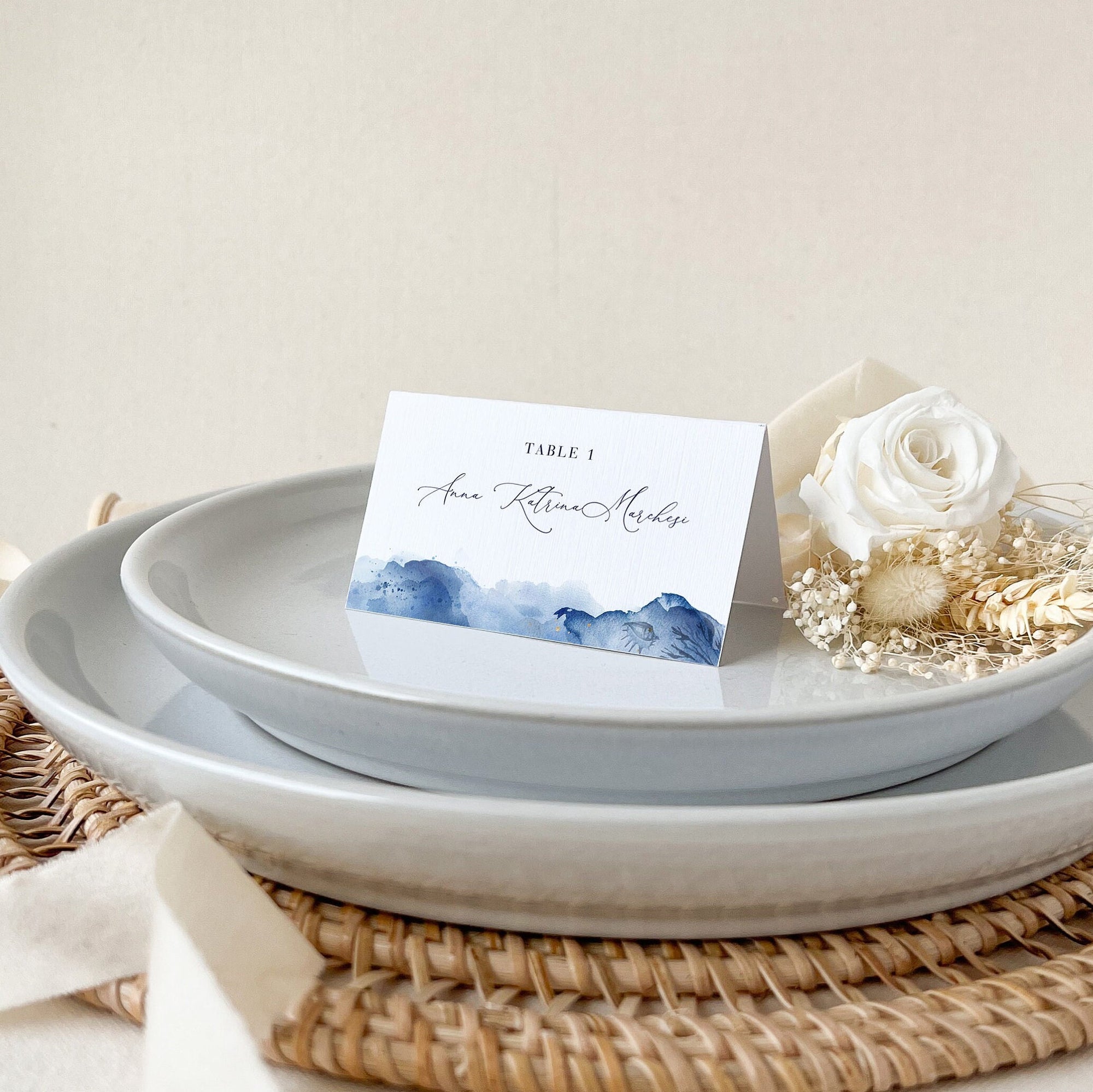 YLENIA Ocean Theme Place Card Template