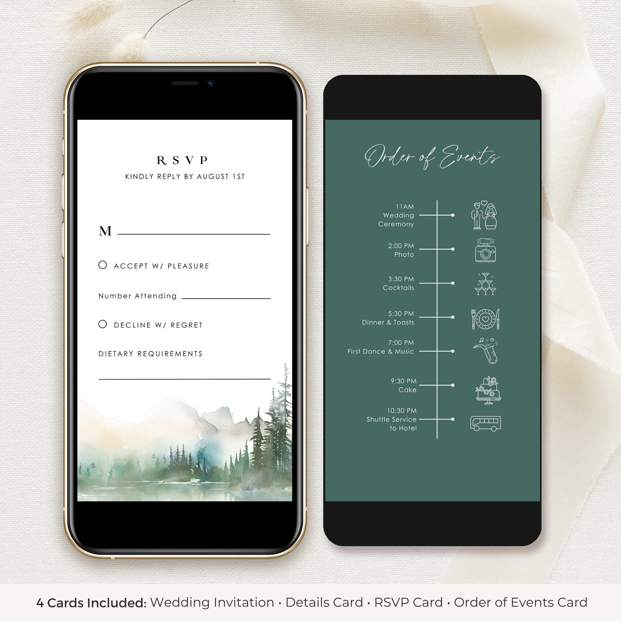ARNA Digital Marriage Invitation Card with Mountains