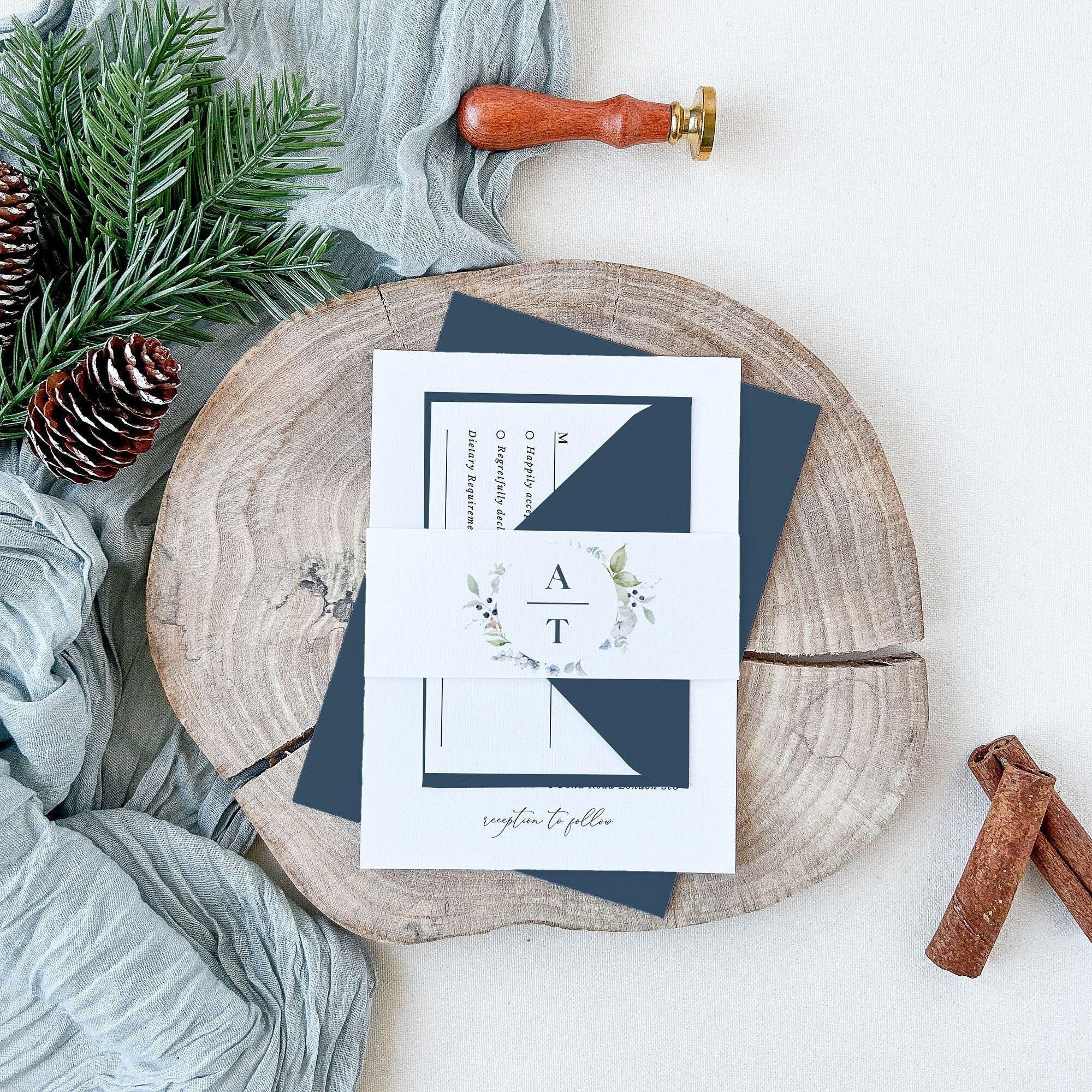 BIANCA Winter Wedding Invitation Template Suite
