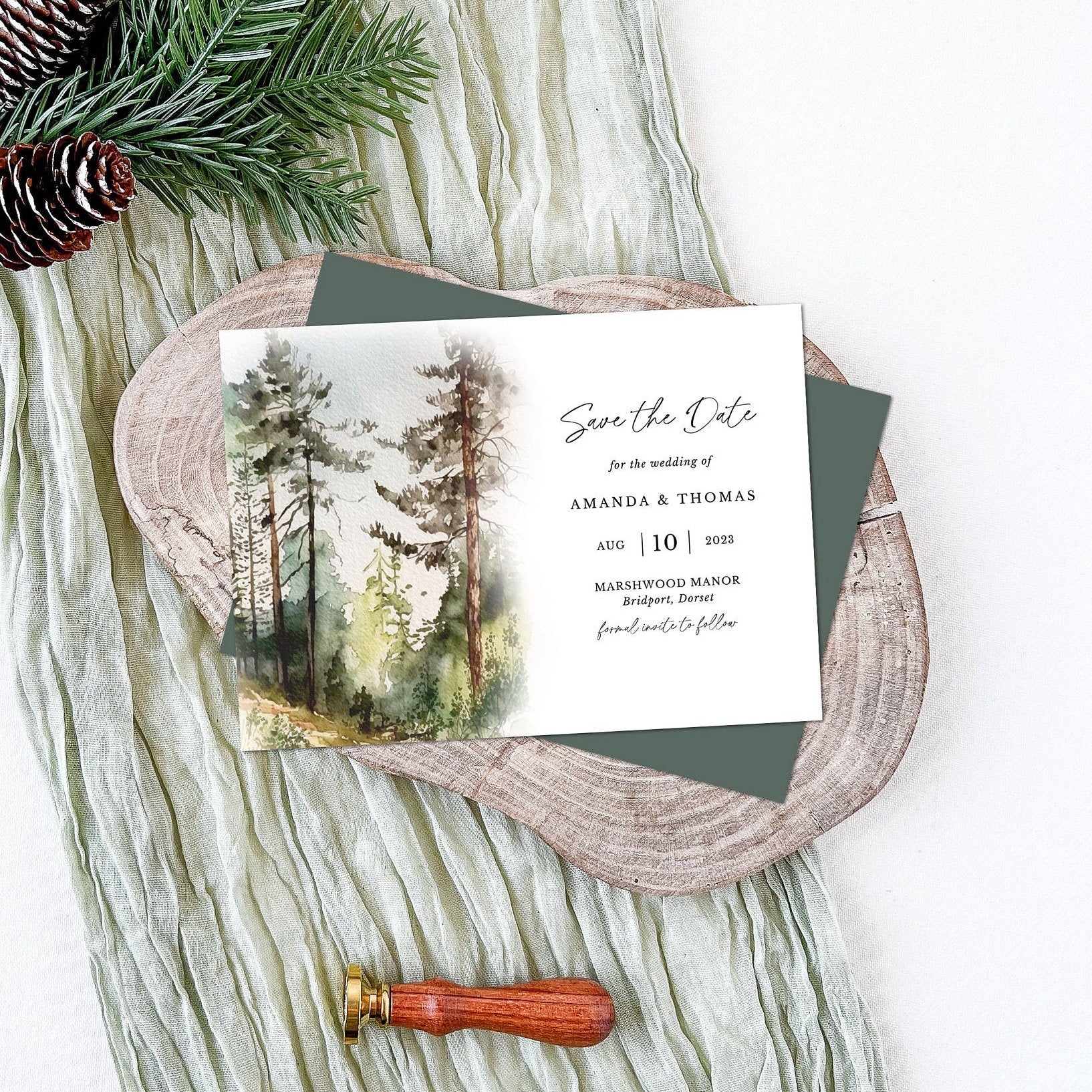 Gaia Postcard Save the Date Woodland