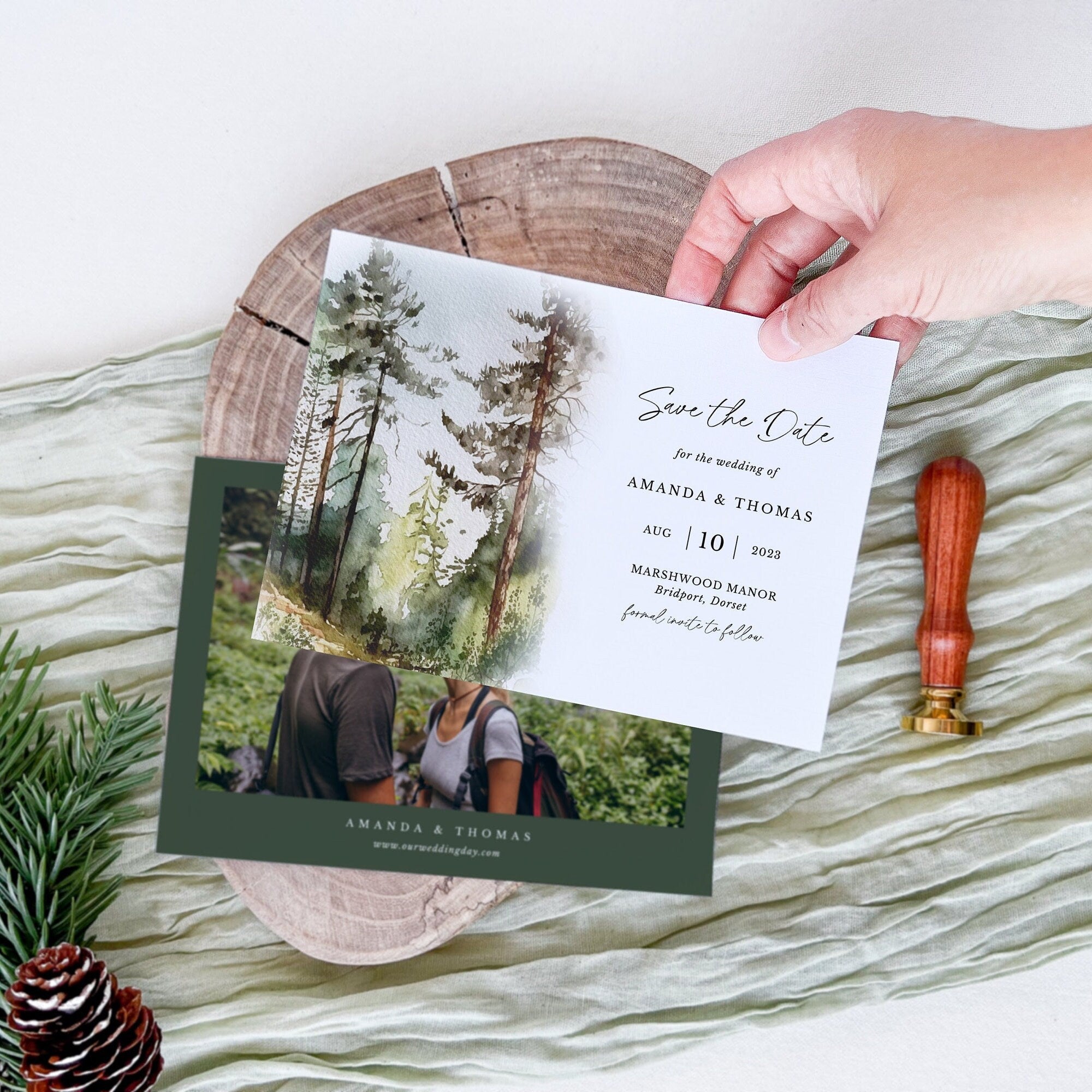 Gaia Postcard Save the Date Woodland