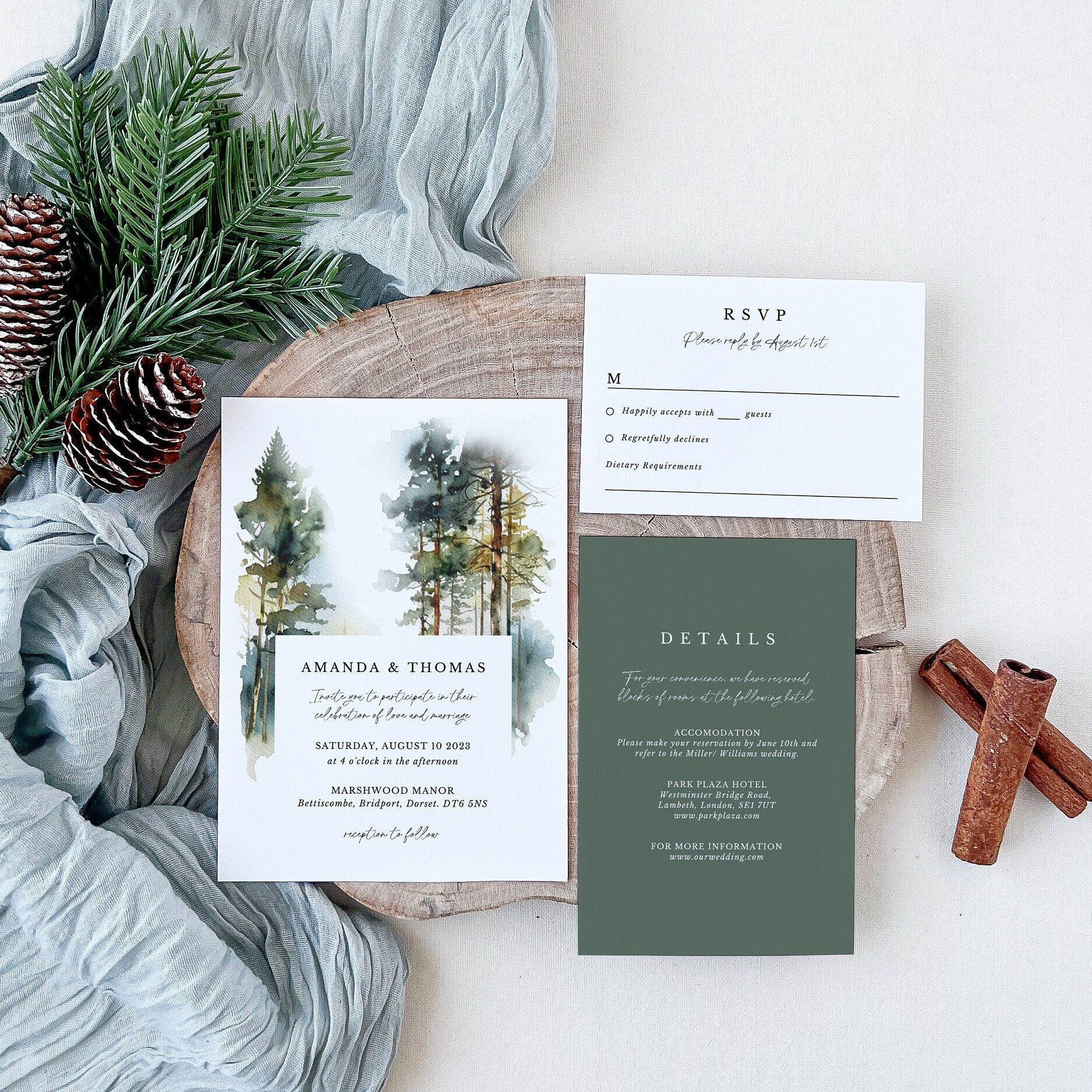 GAIA Forest Wedding Invitation Template Set