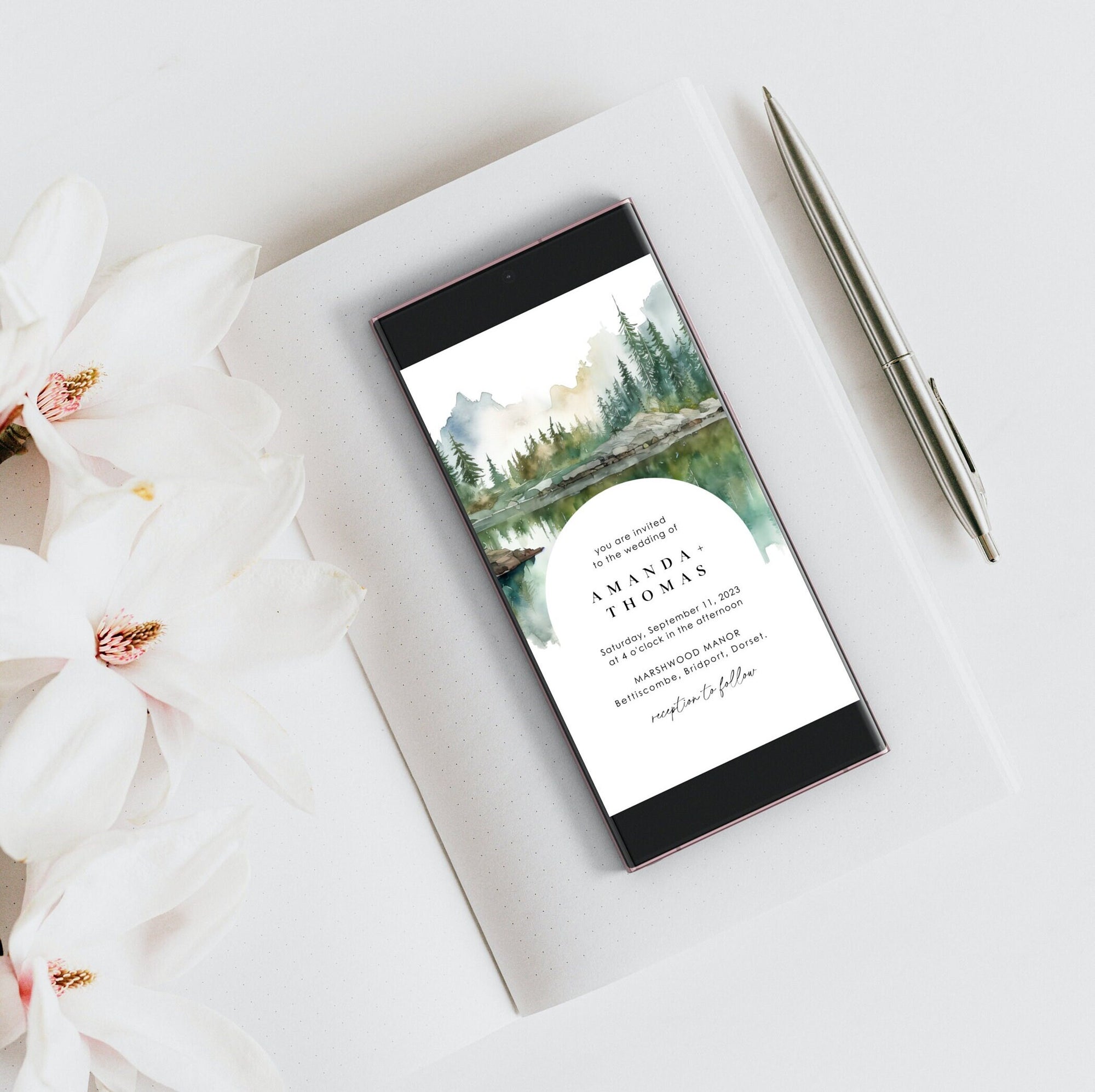ARNA Digital Marriage Invitation Card with Mountains