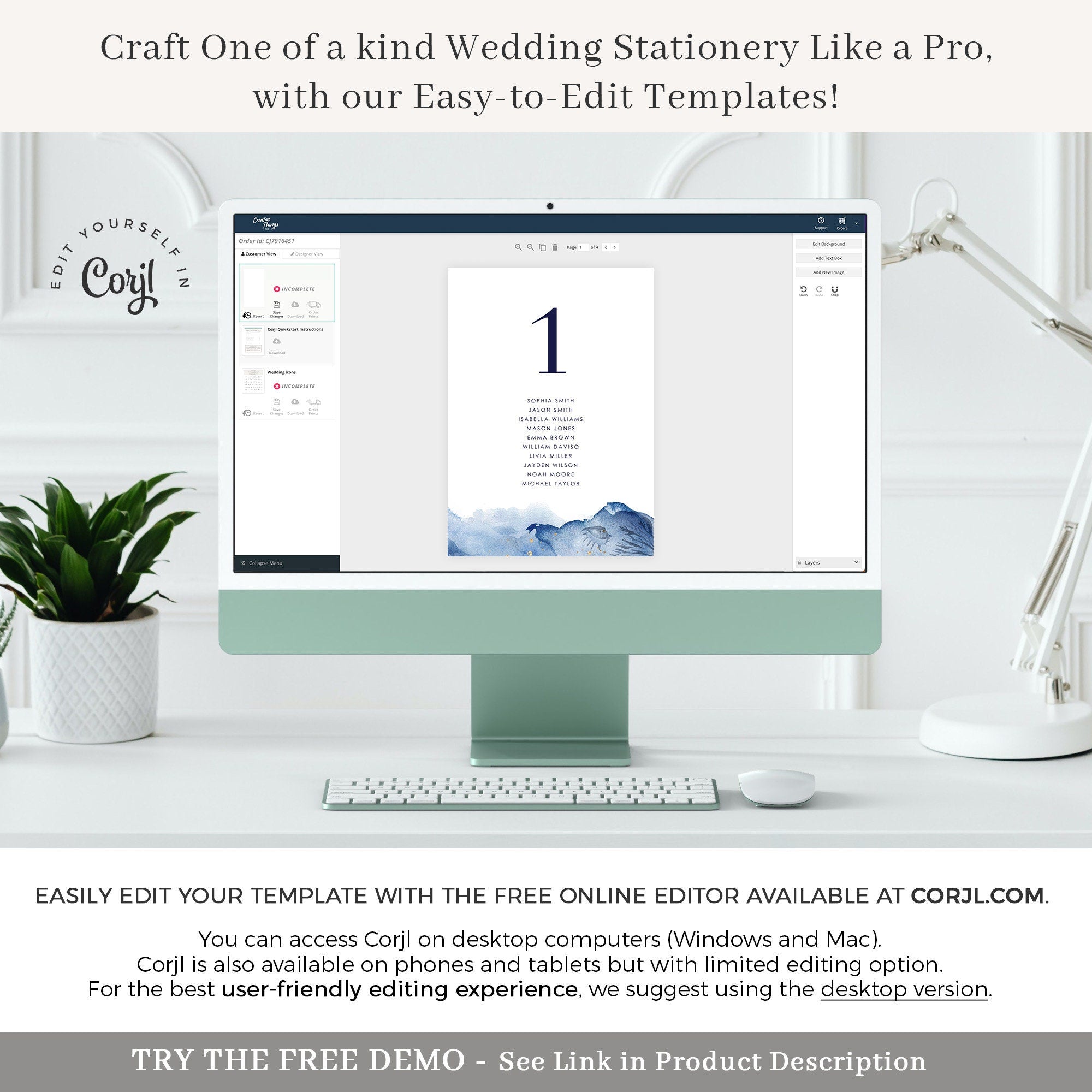 YLENIA Ocean Wedding Seating Chart Card Template