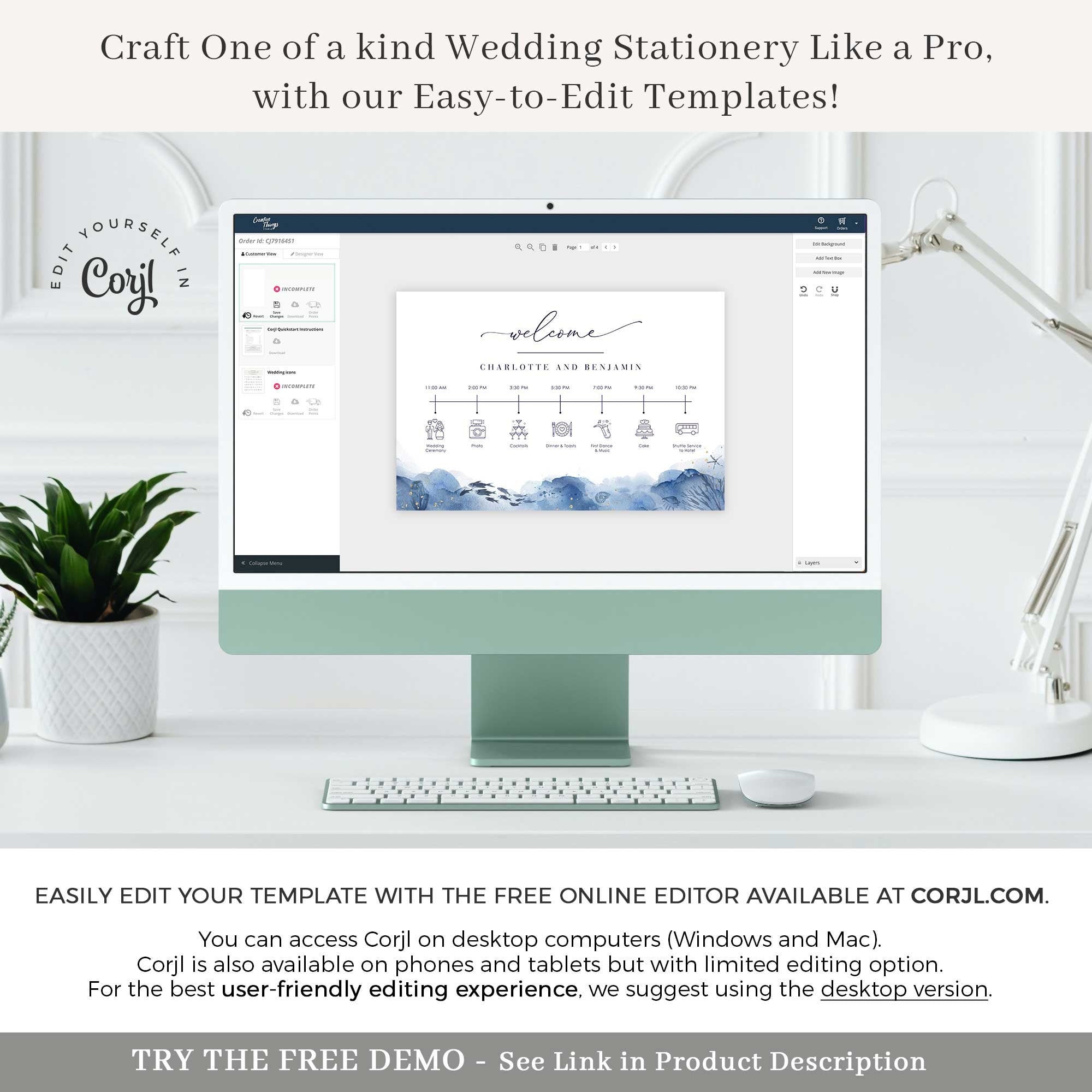 YLENIA Ocean Wedding Sign with Timeline