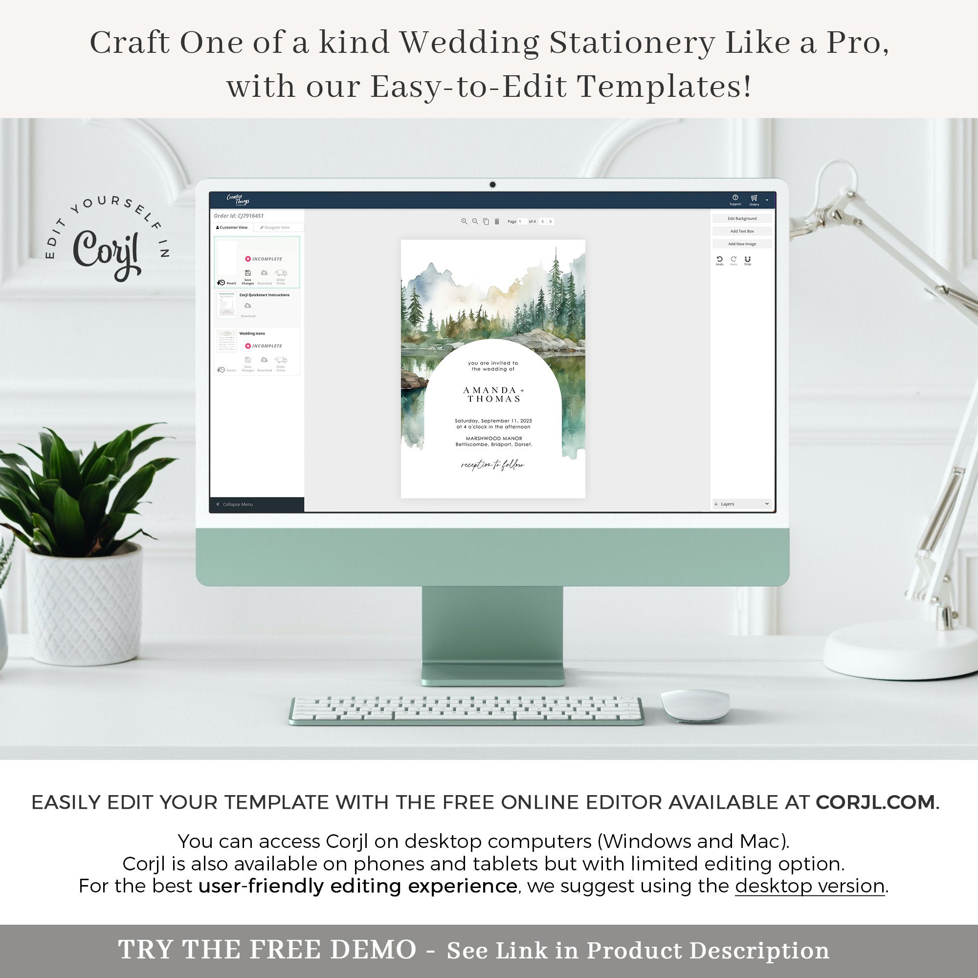 ARNA Printable Wedding Cards Mountain Themed
