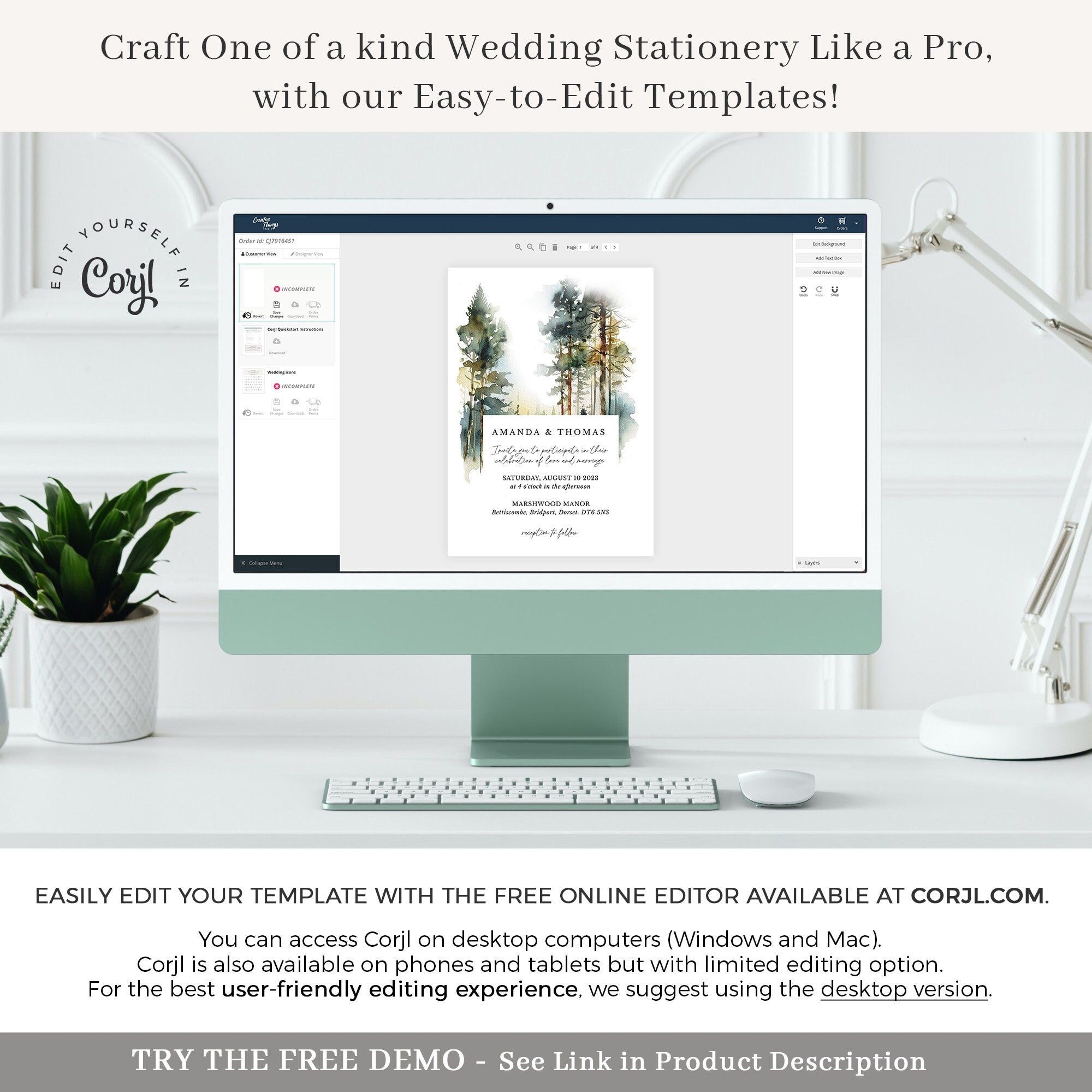 GAIA Forest Wedding Invitation Template Set
