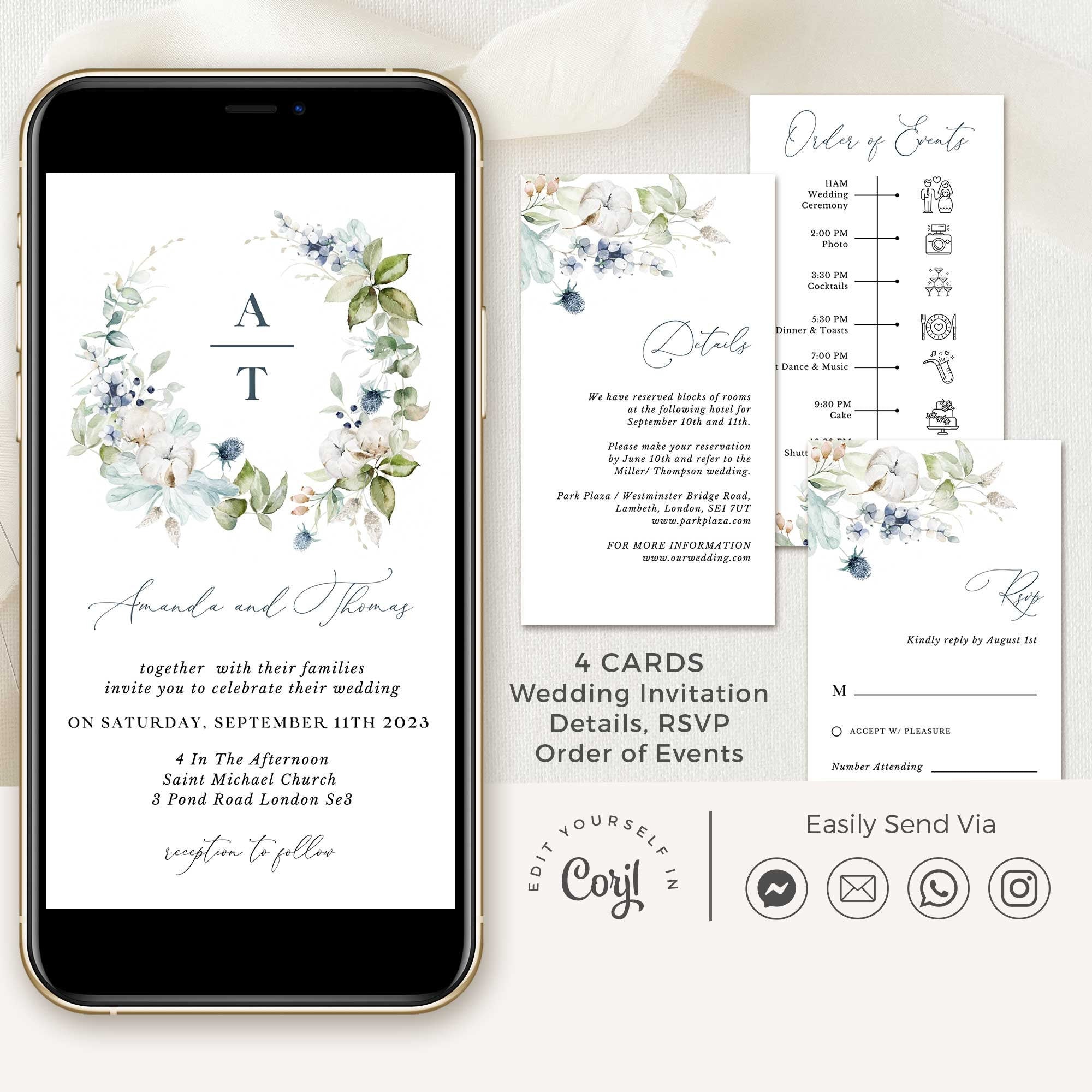 BIANCA Digital Wedding Invitation and Rsvp