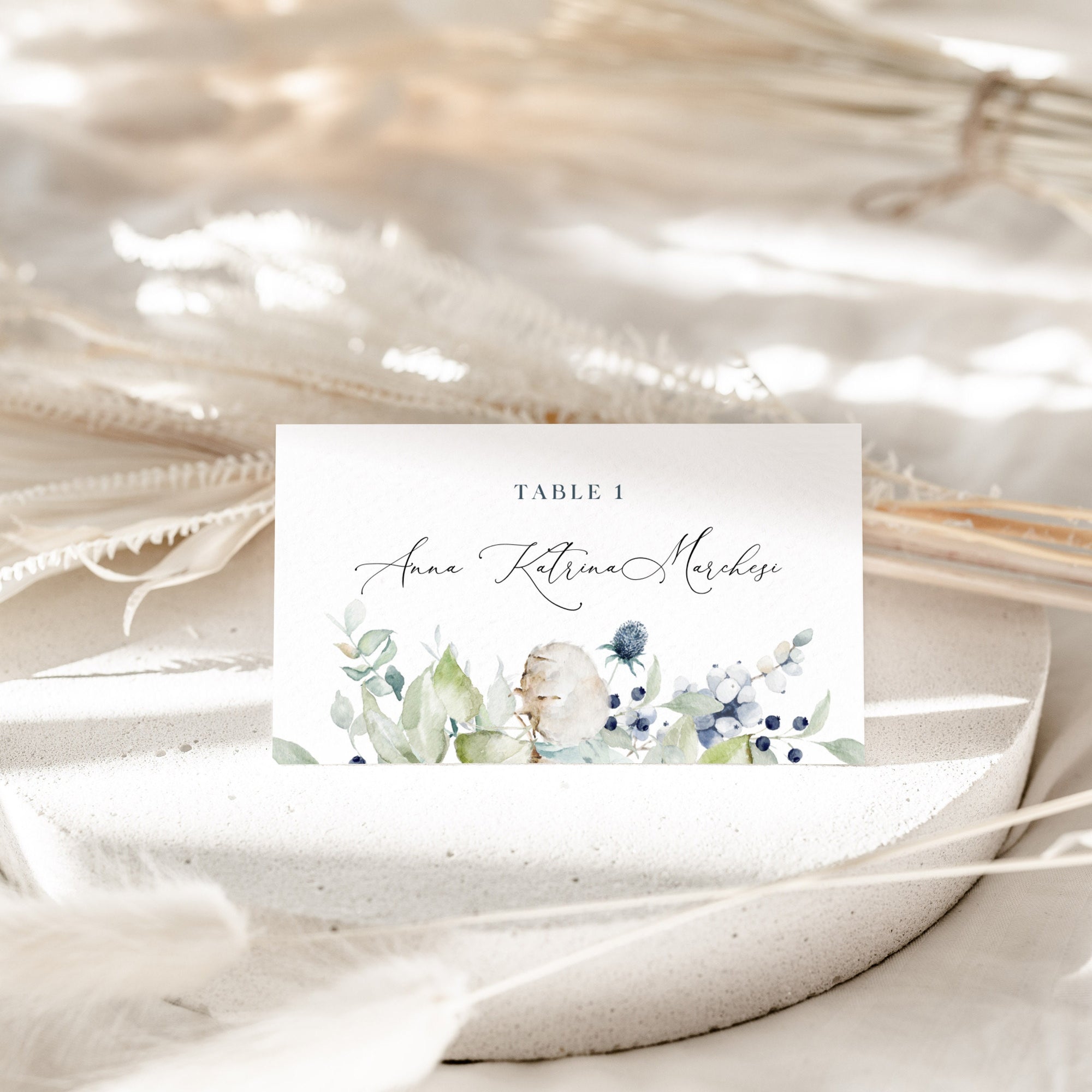 BIANCA Winter Place Card Template