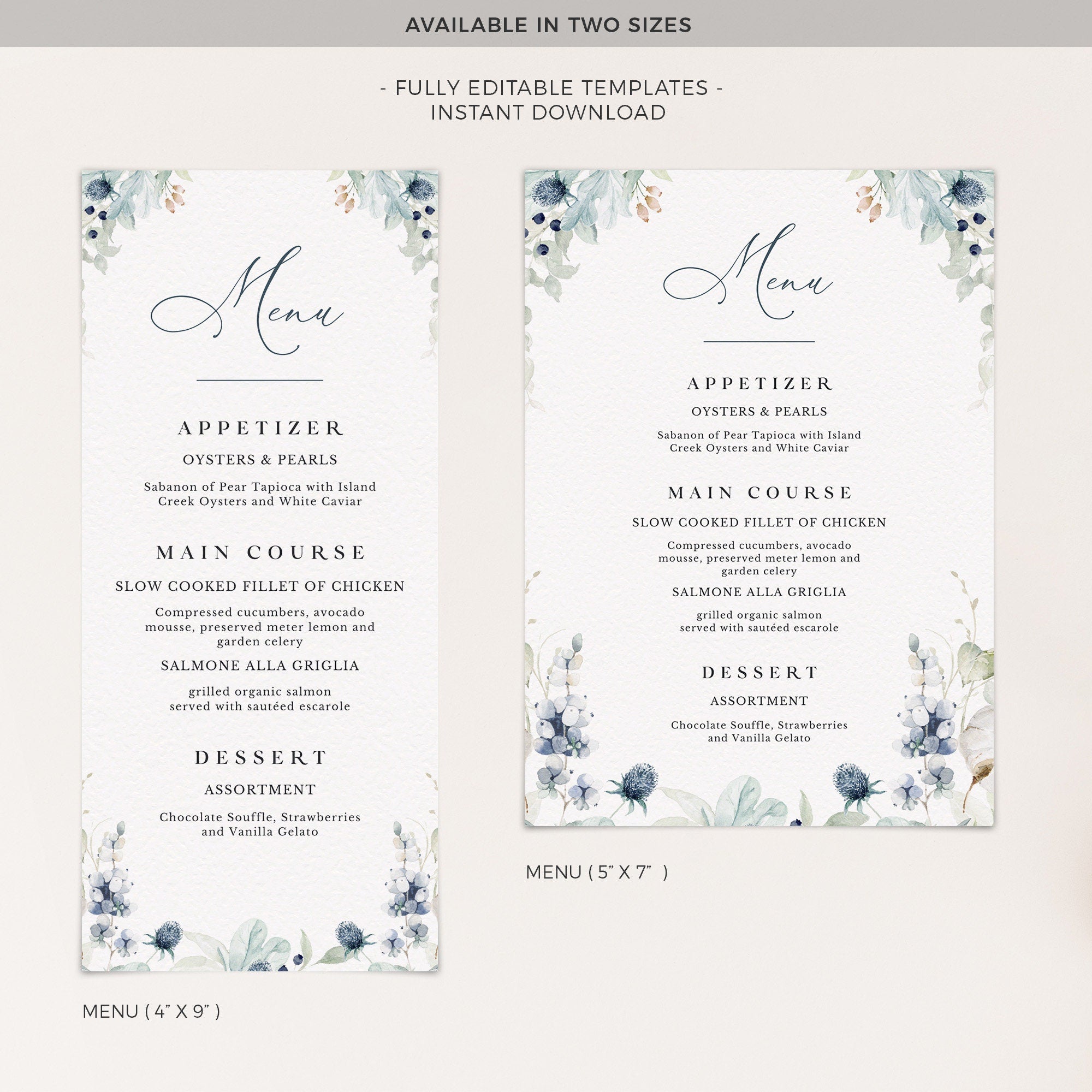 BIANCA Winter Wedding Menu Template