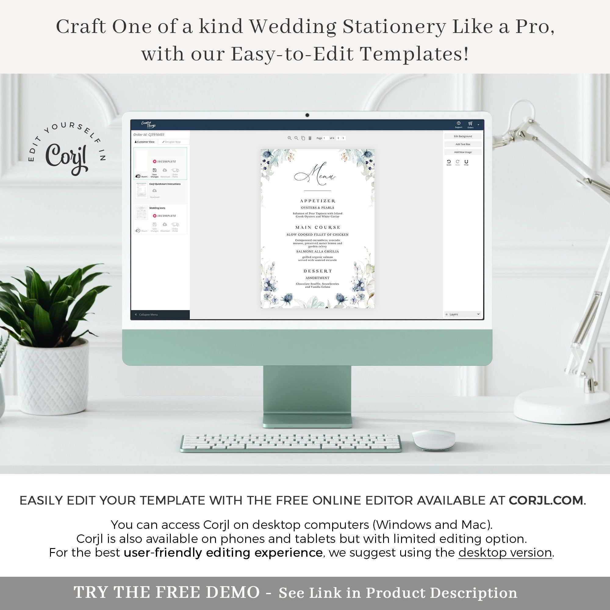 BIANCA Winter Wedding Menu Template